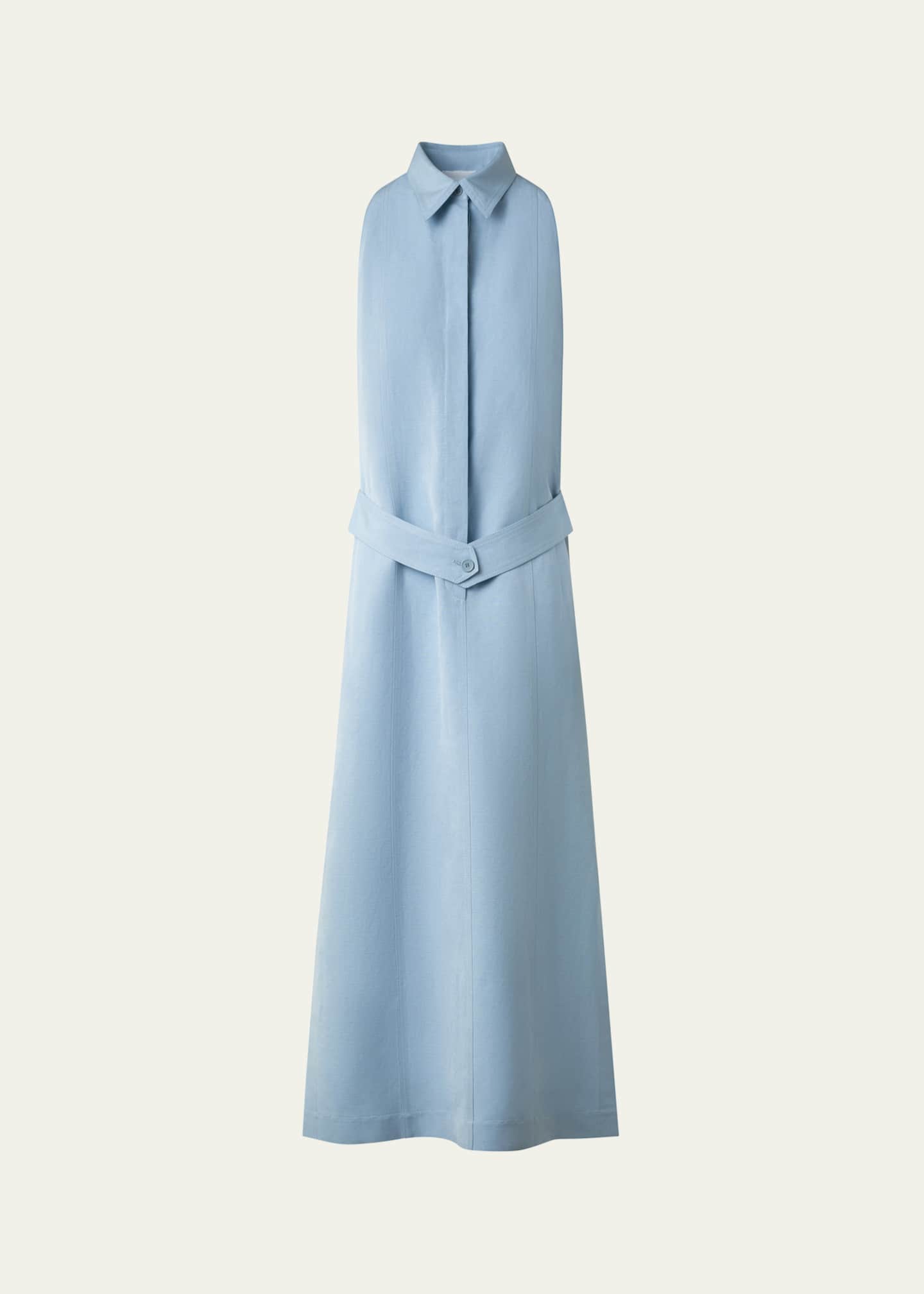 Akris punto Kent Collar Midi Linen Shirt Dress Image 1 of 5