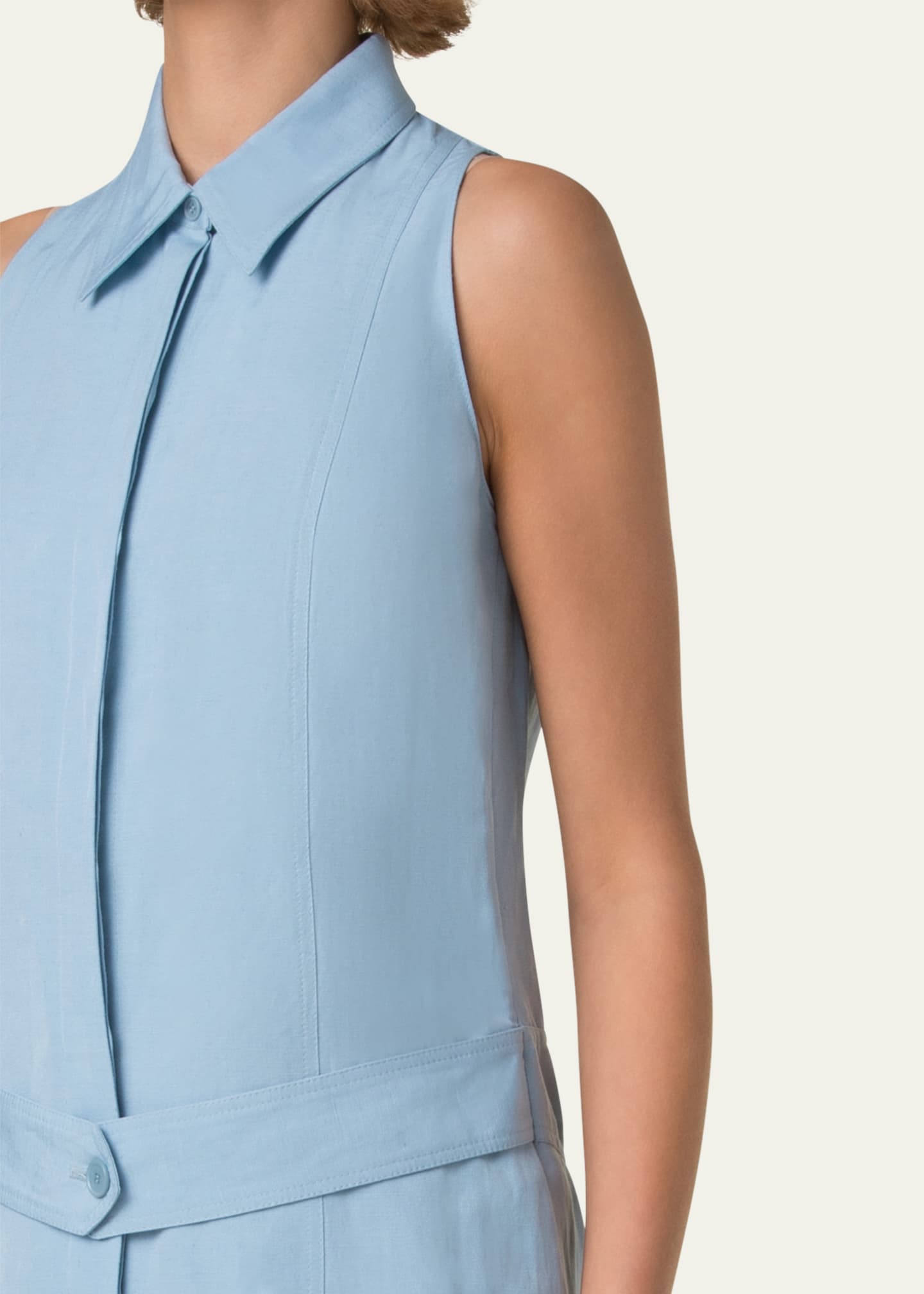 Akris punto Kent Collar Midi Linen Shirt Dress Image 5 of 5