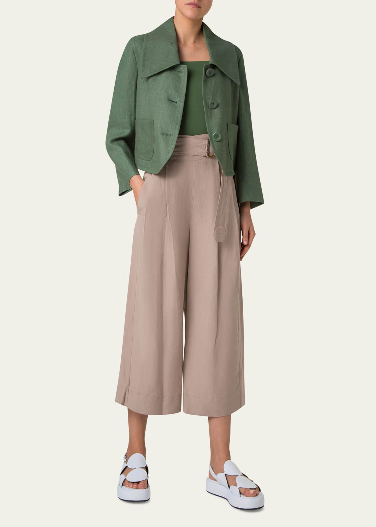 Akris punto Fitted Washed Raw Linen Jacket Image 2 of 5