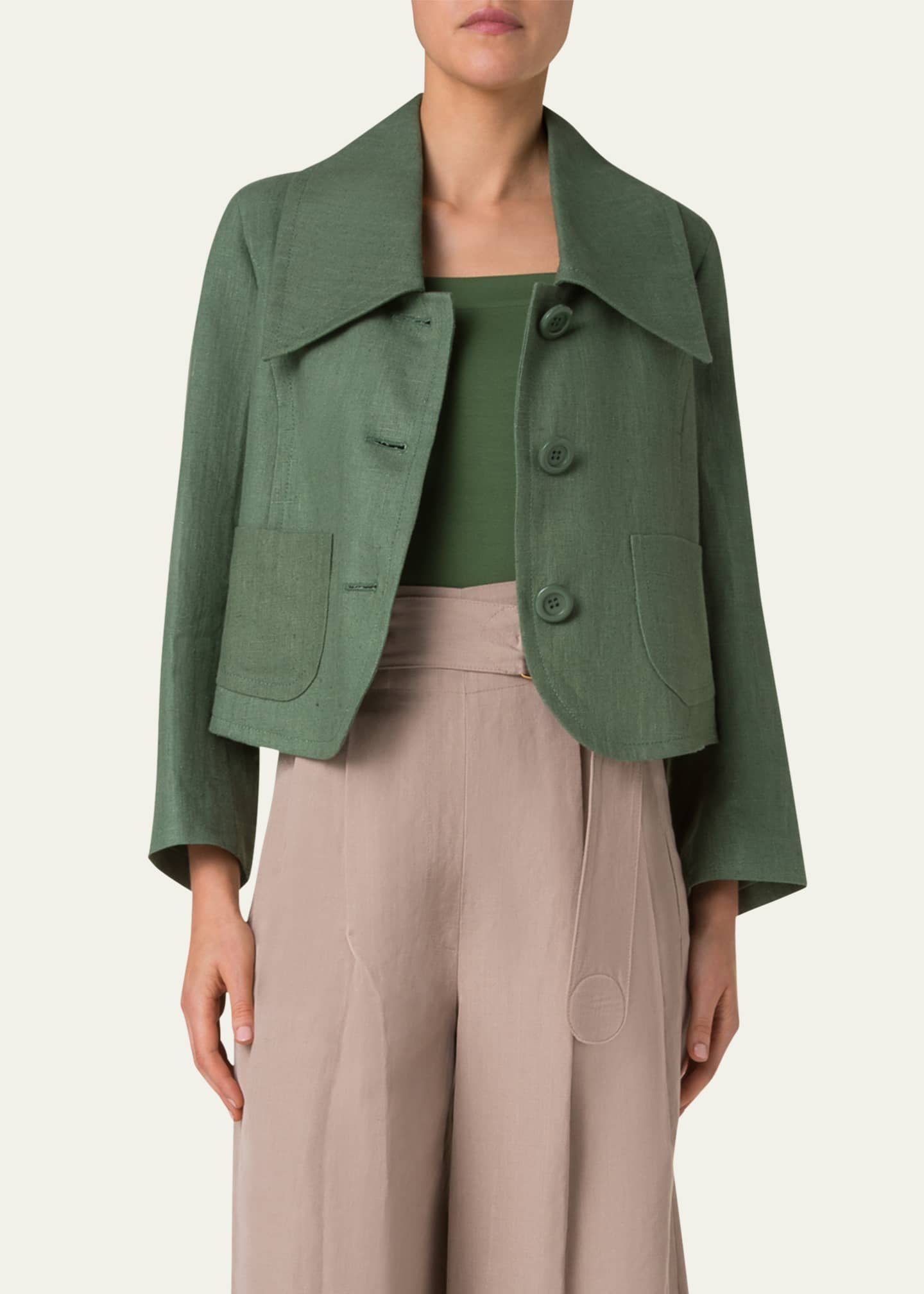 Akris punto Fitted Washed Raw Linen Jacket Image 4 of 5