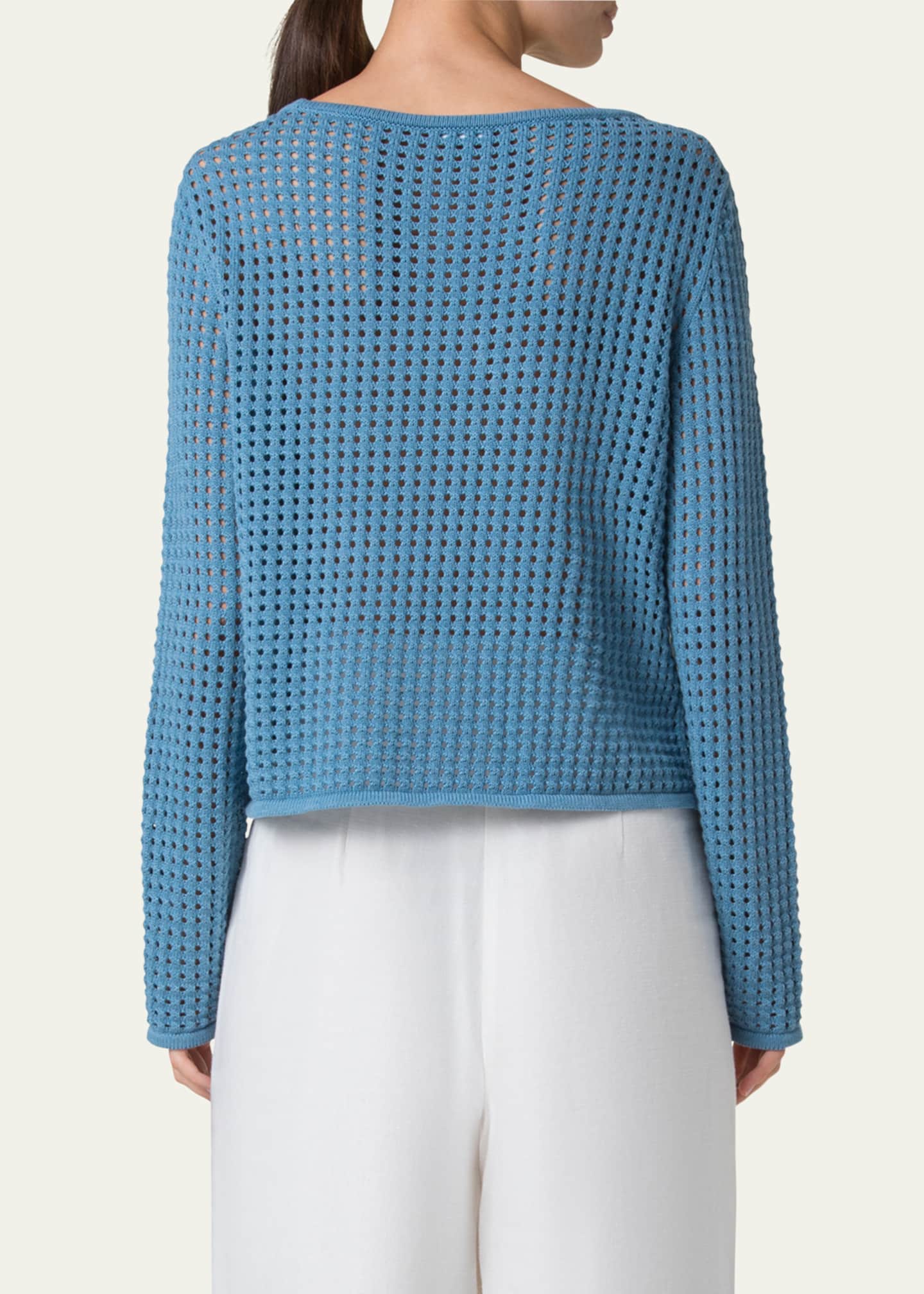 Akris punto Chunky Cotton Mesh Boatneck Sweater Image 2 of 3
