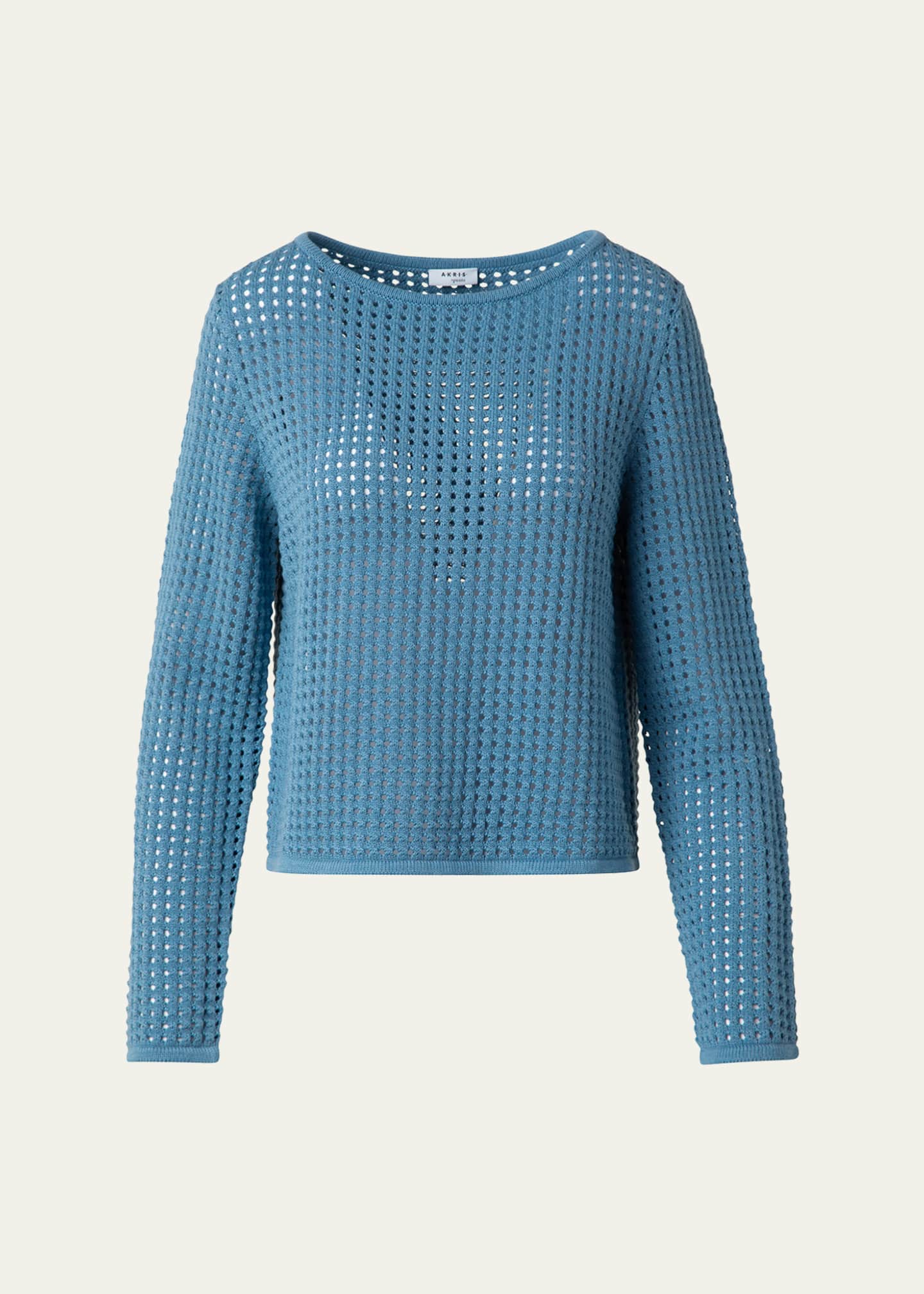 Akris punto Chunky Cotton Mesh Boatneck Sweater Image 1 of 3