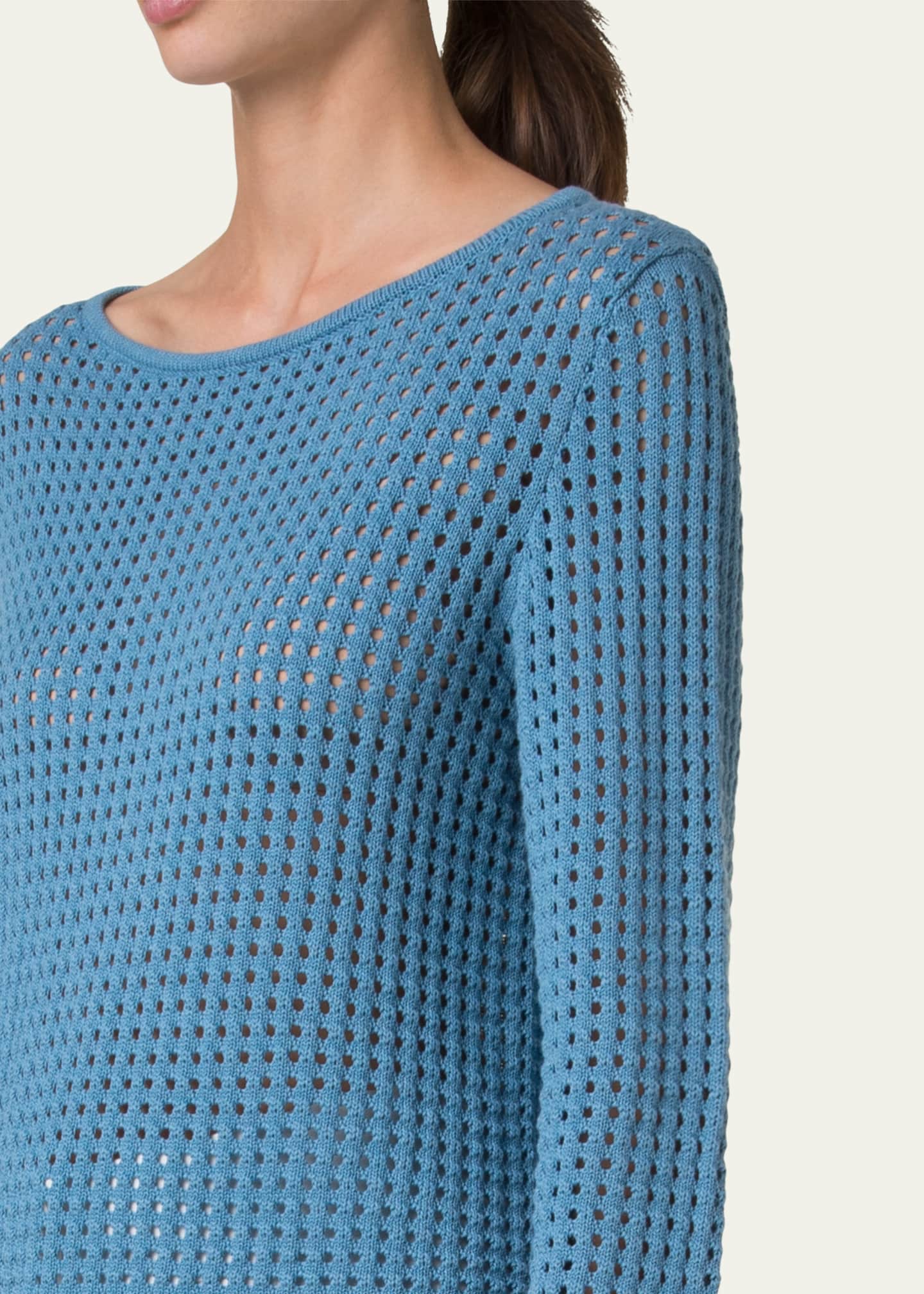 Akris punto Chunky Cotton Mesh Boatneck Sweater Image 3 of 3