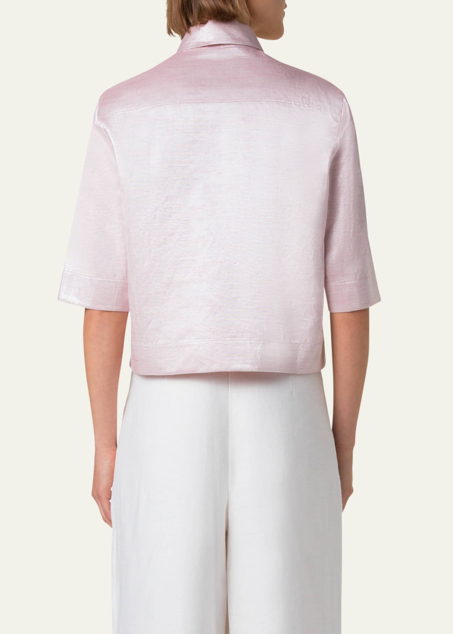Akris punto Cotton Linen Button-Front Blouse Image 3 of 5