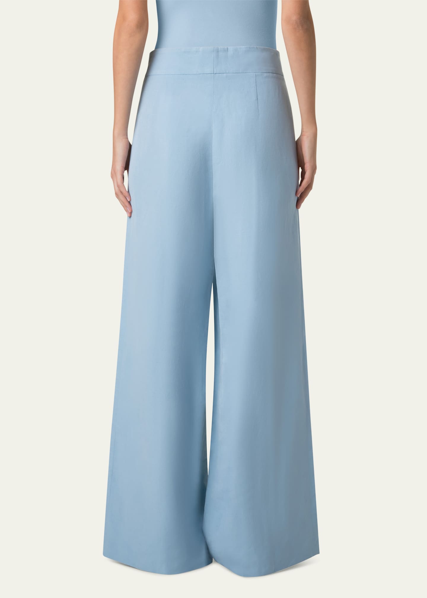 Akris punto Florence Pleated Linen Wide Straight-Leg Pants Image 3 of 5