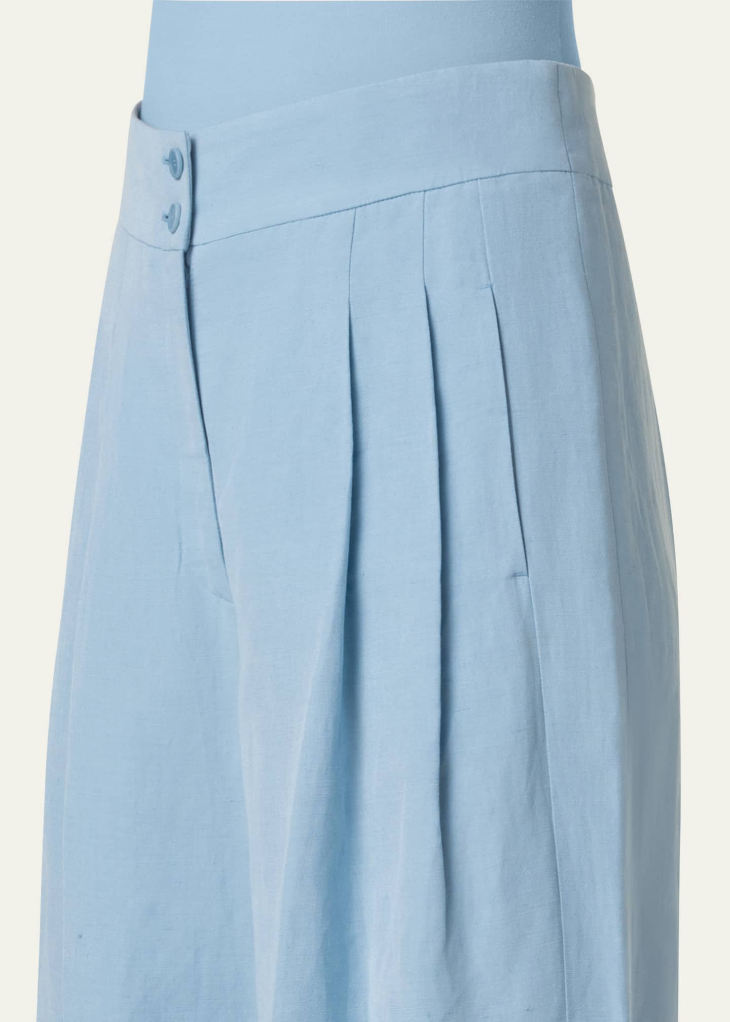 Akris punto Florence Pleated Linen Wide Straight-Leg Pants Image 5 of 5