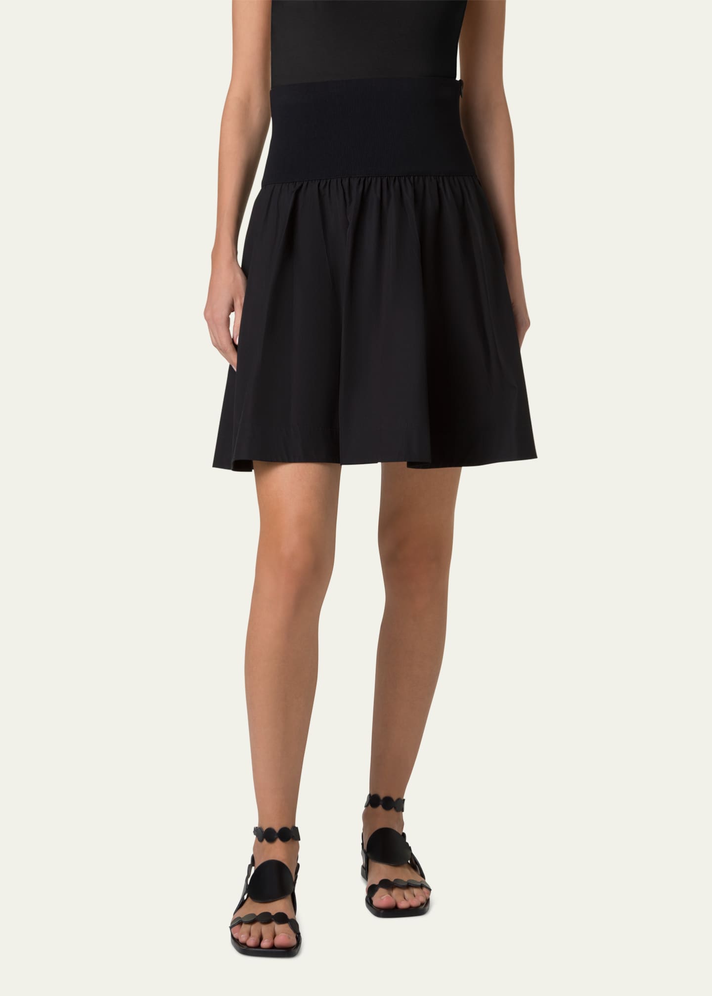 Akris punto Wide Waistband Cotton Poplin Skirt Image 2 of 5