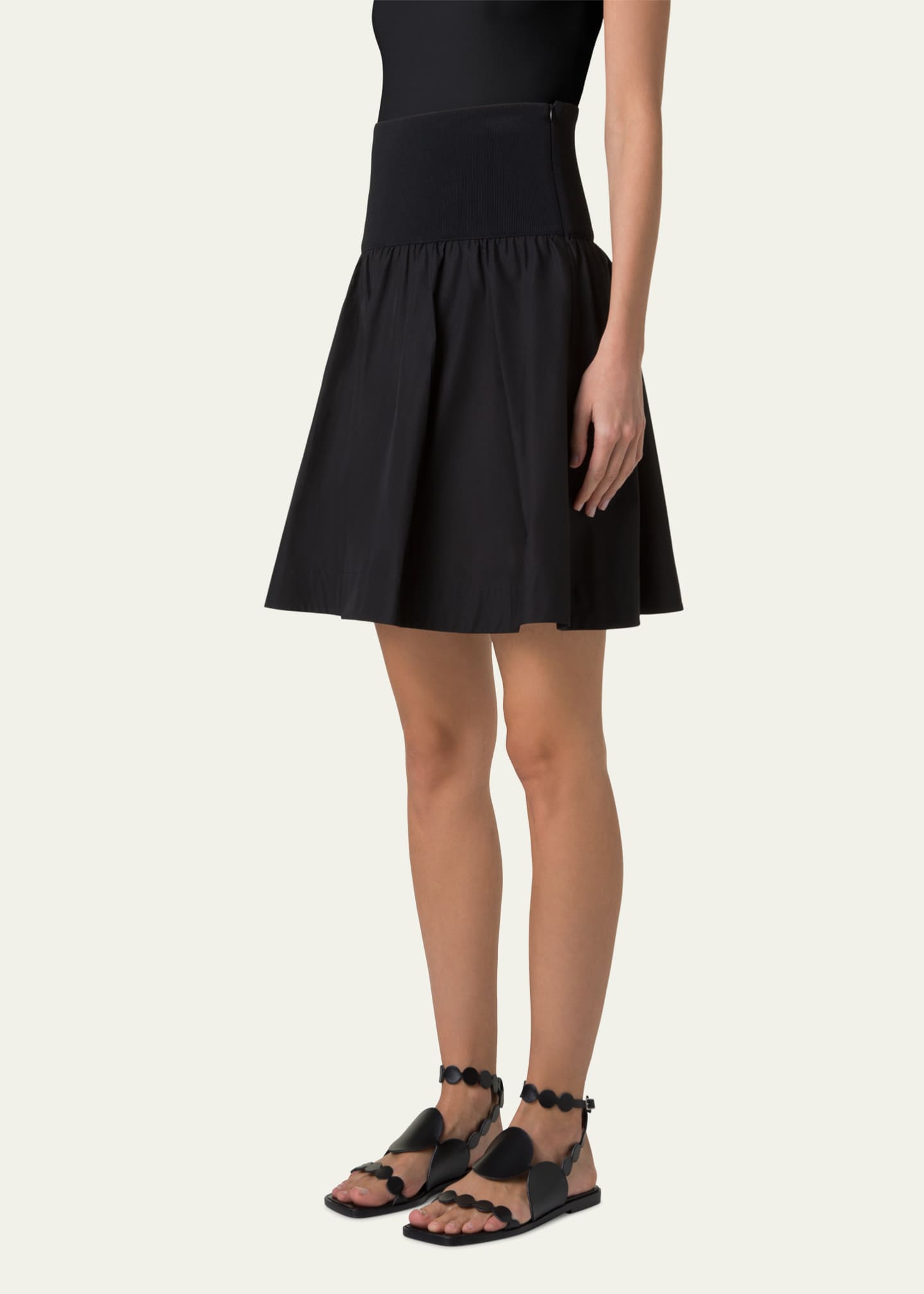 Akris punto Wide Waistband Cotton Poplin Skirt Image 4 of 5