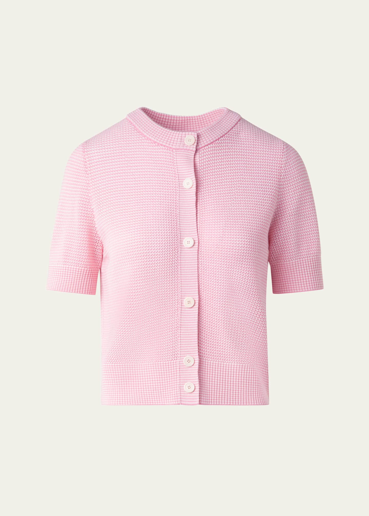 Akris punto Mesh Short-Sleeve Merino Wool Cardigan Image 1 of 5