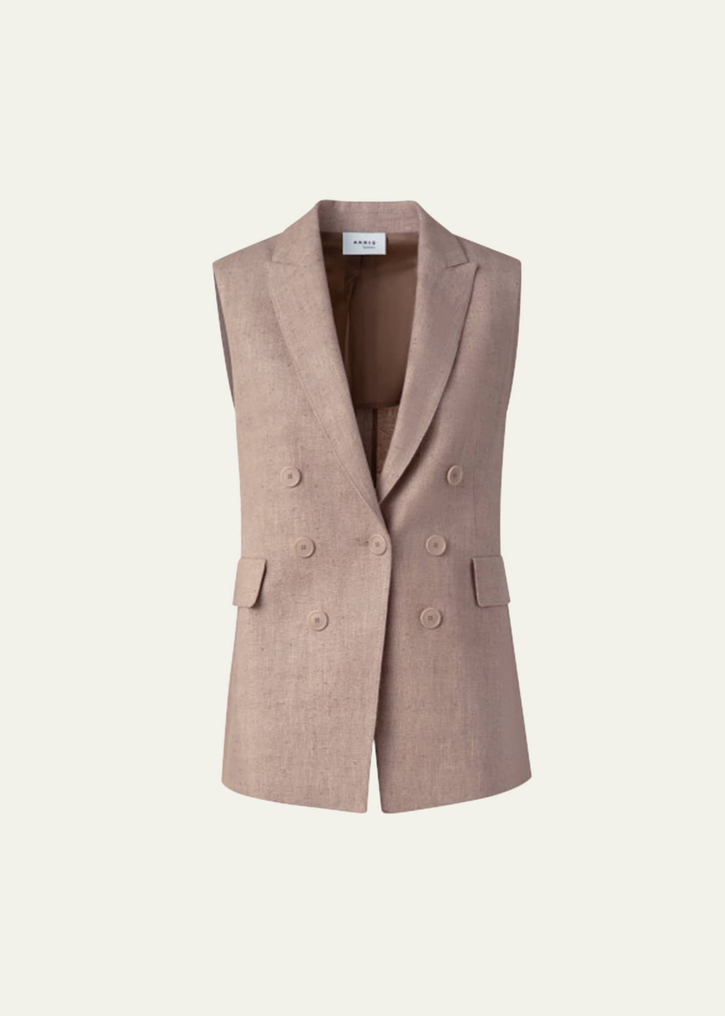 Akris punto One-Button Washed Raw Linen Vest Image 1 of 4