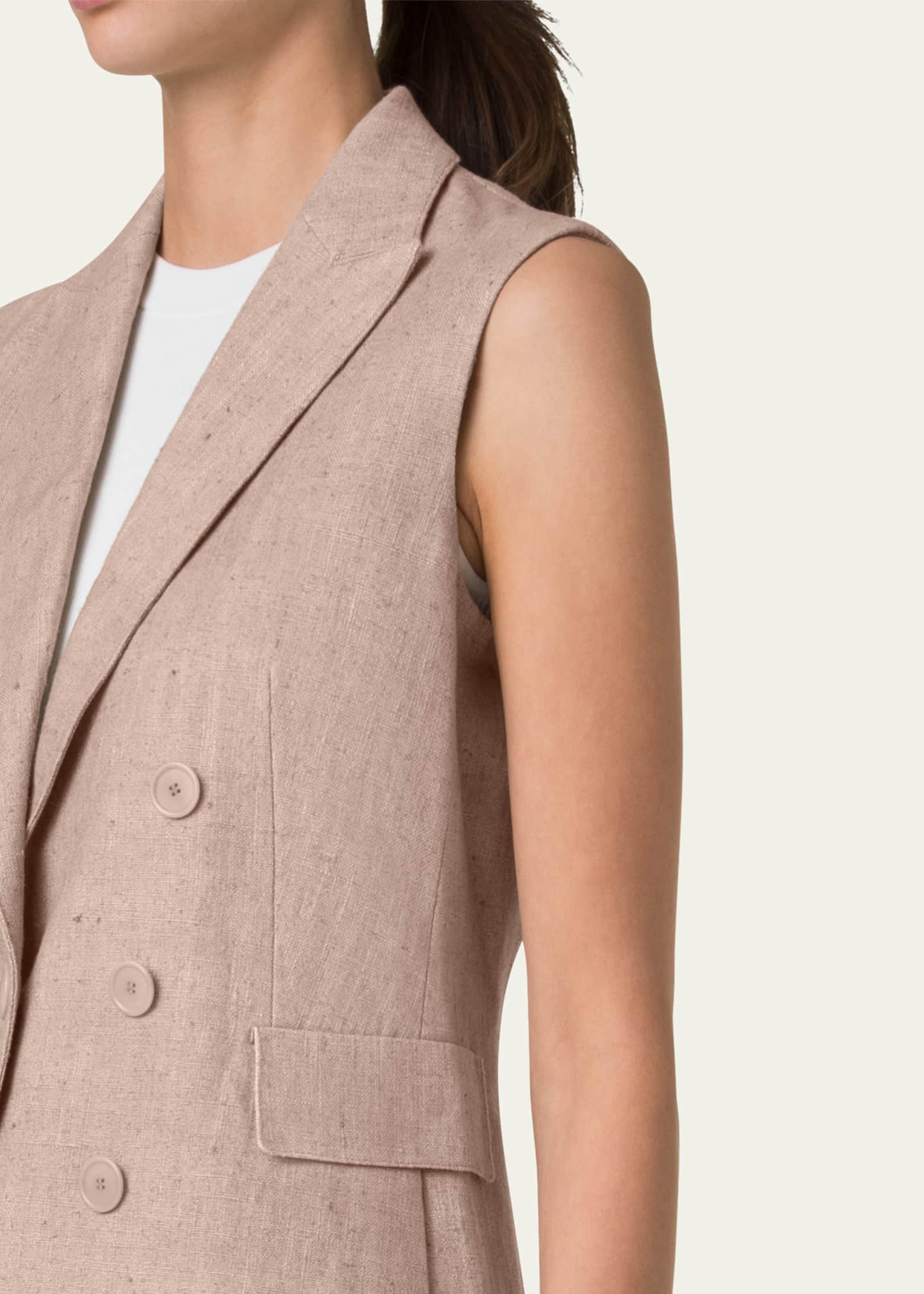 Akris punto One-Button Washed Raw Linen Vest Image 4 of 4