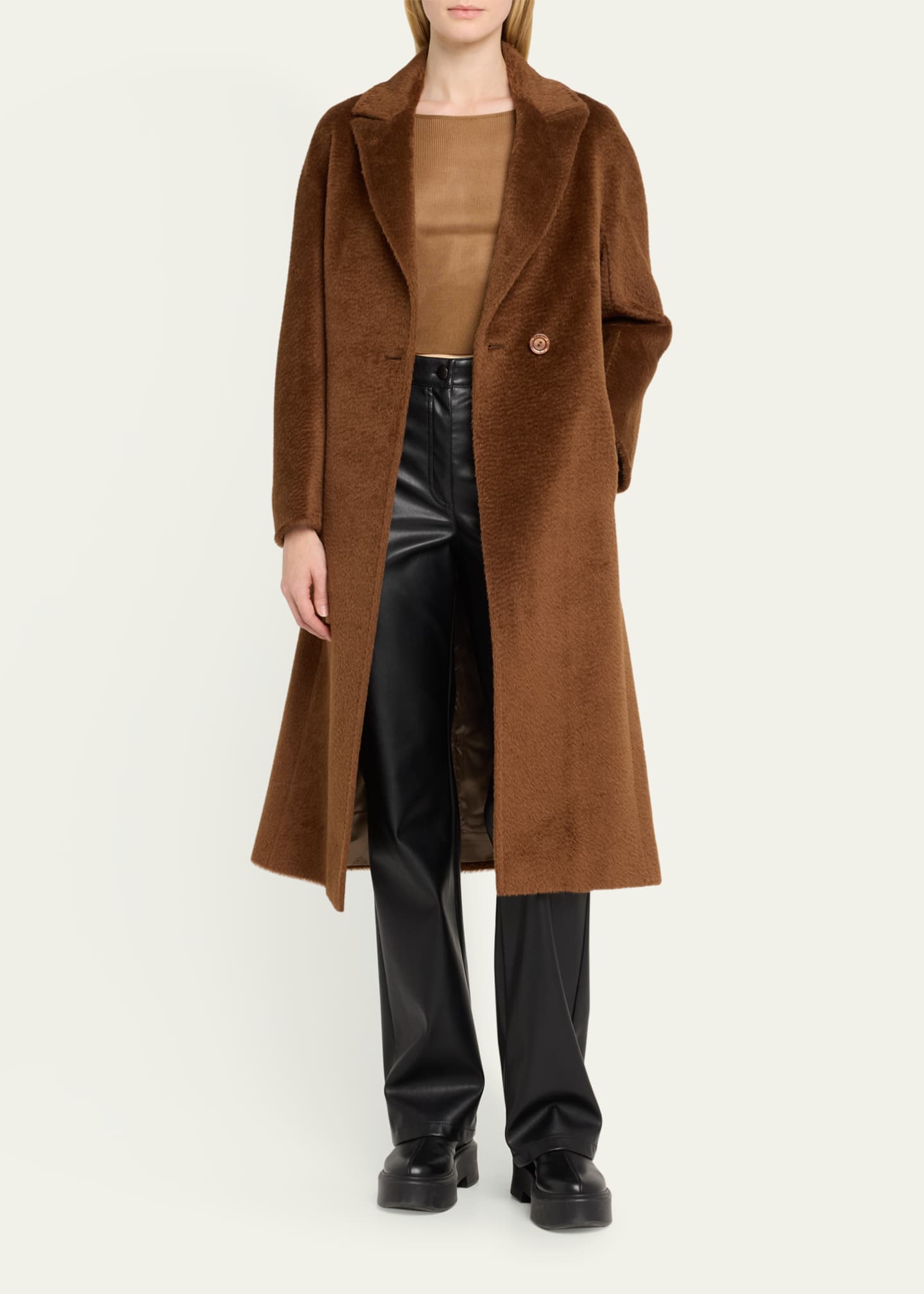 Cinzia Rocca Single Button Alpaca Wool Coat Vicuna Women s 4 Coats Jackets Outerwear Wool Coats