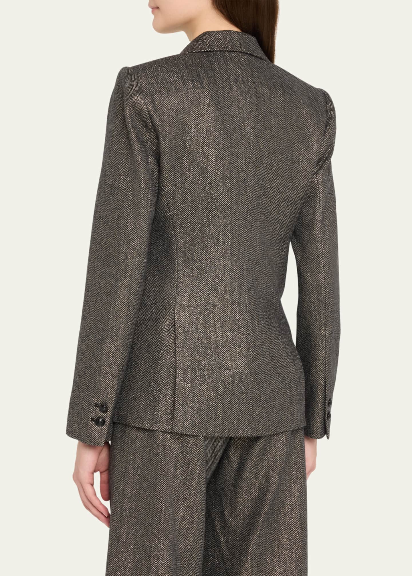 L'Agence Chamberlain Metallic Herringbone Single-Breasted Blazer Image 3 of 5
