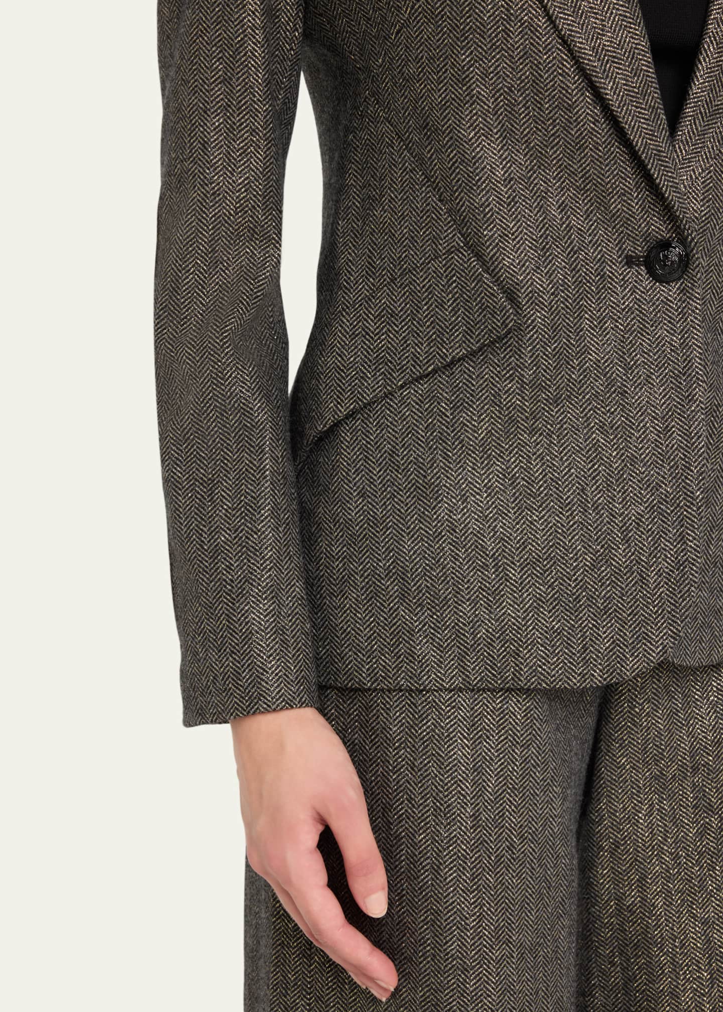L'Agence Chamberlain Metallic Herringbone Single-Breasted Blazer Image 5 of 5