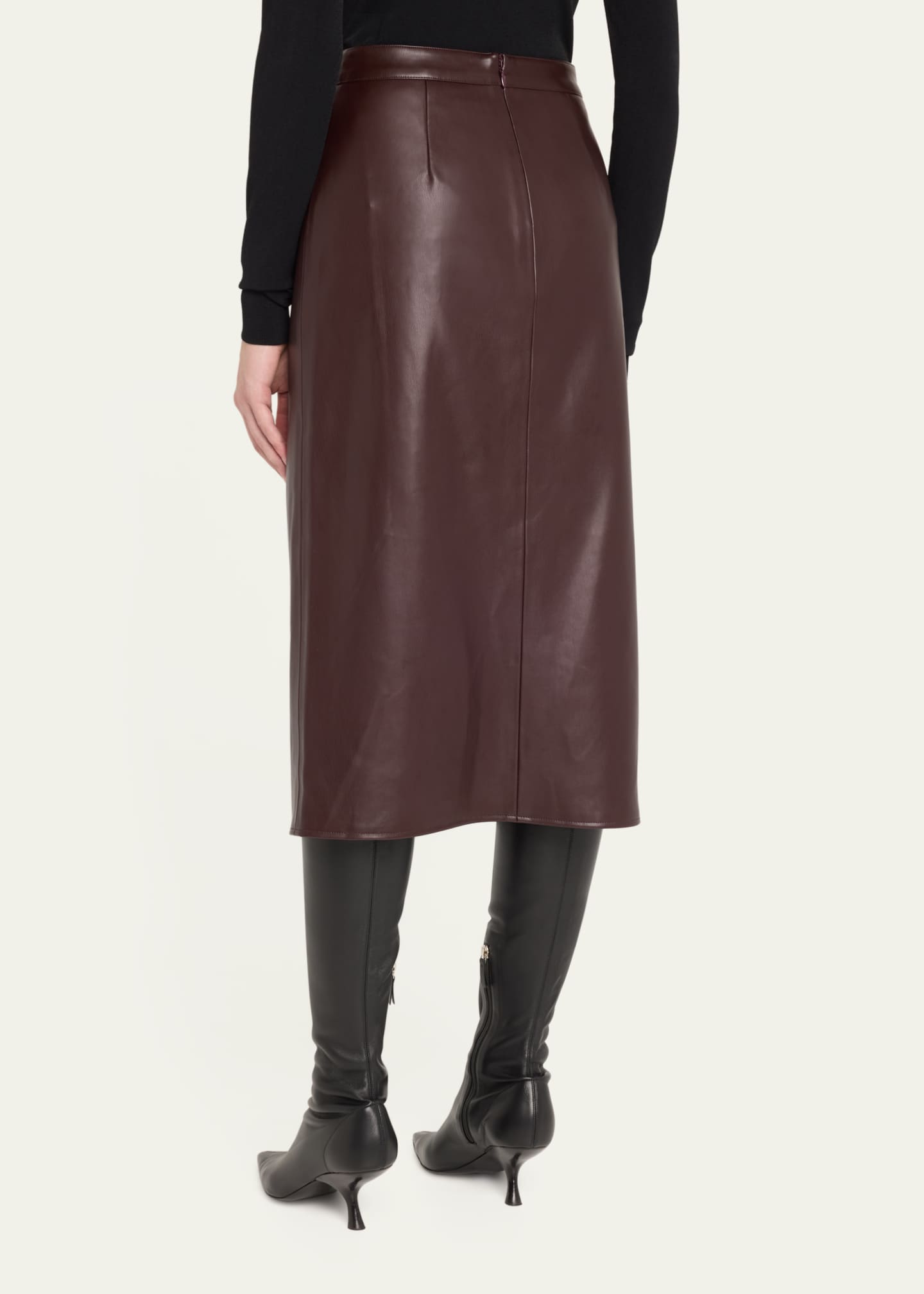 L'Agence Milann Vegan Leather Midi Skirt Image 3 of 5