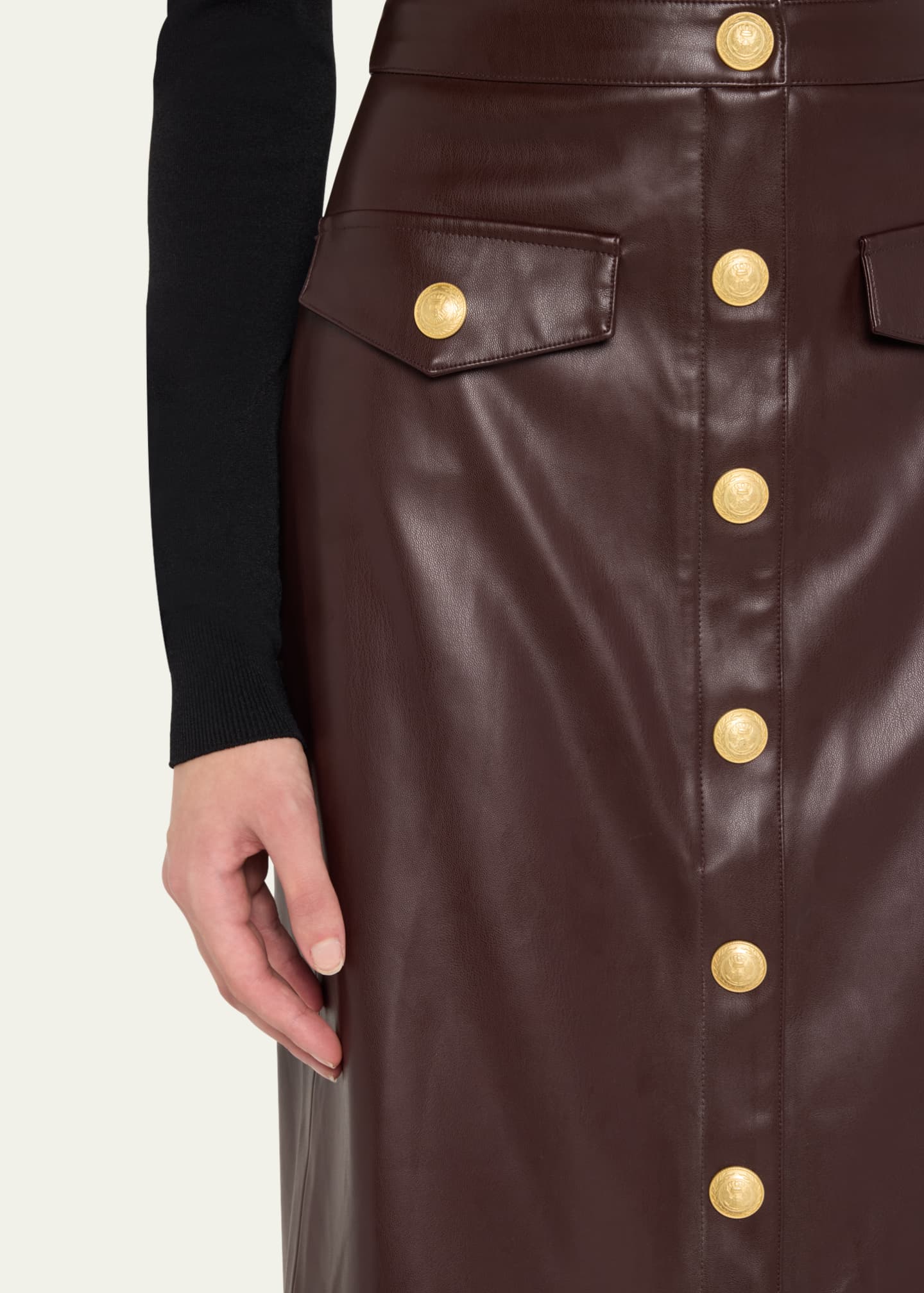 L'Agence Milann Vegan Leather Midi Skirt Image 5 of 5
