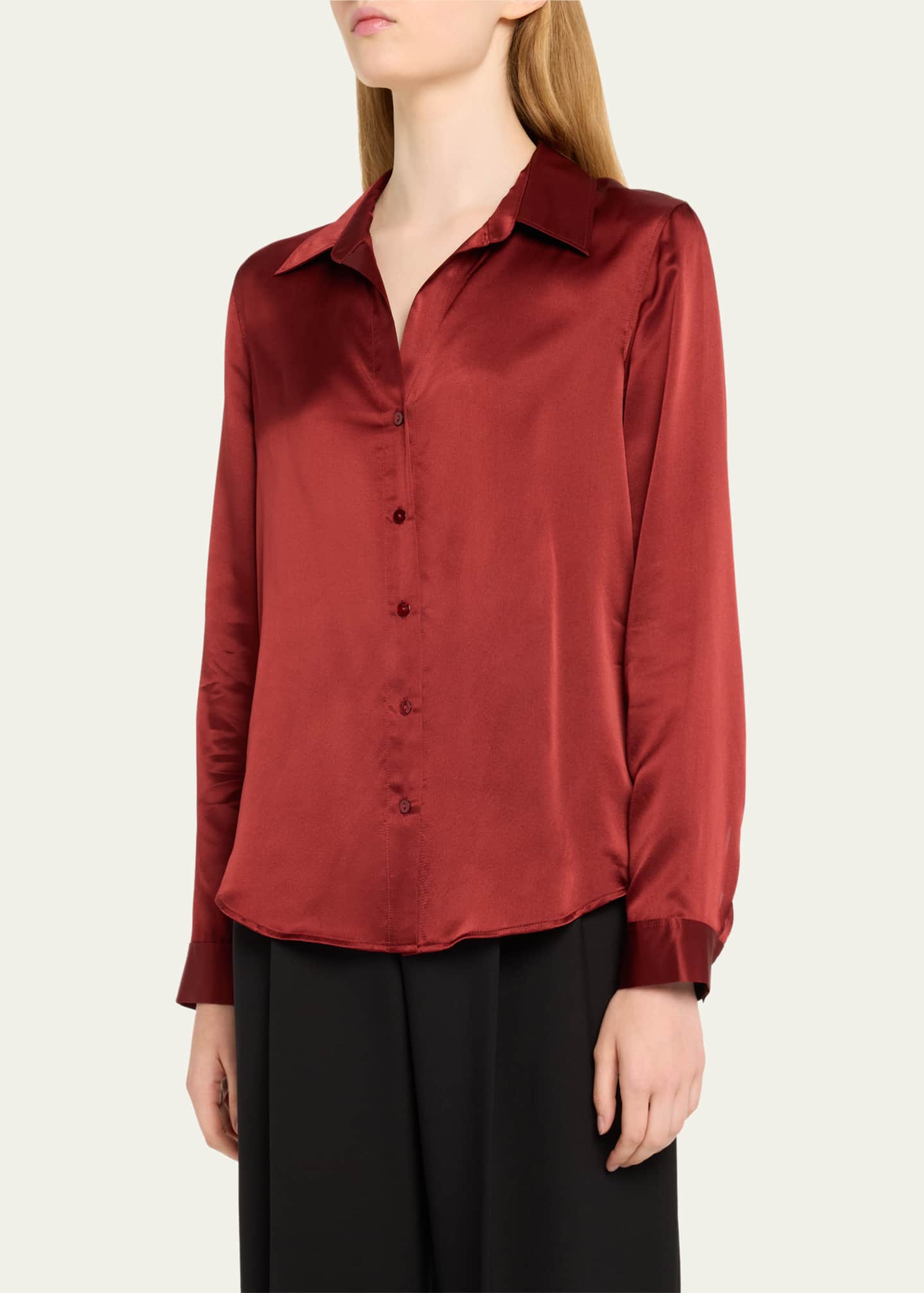 Tyler Silk Blouse Soft Macadamia Multi Small Horsebit Chain - L'AGENCE