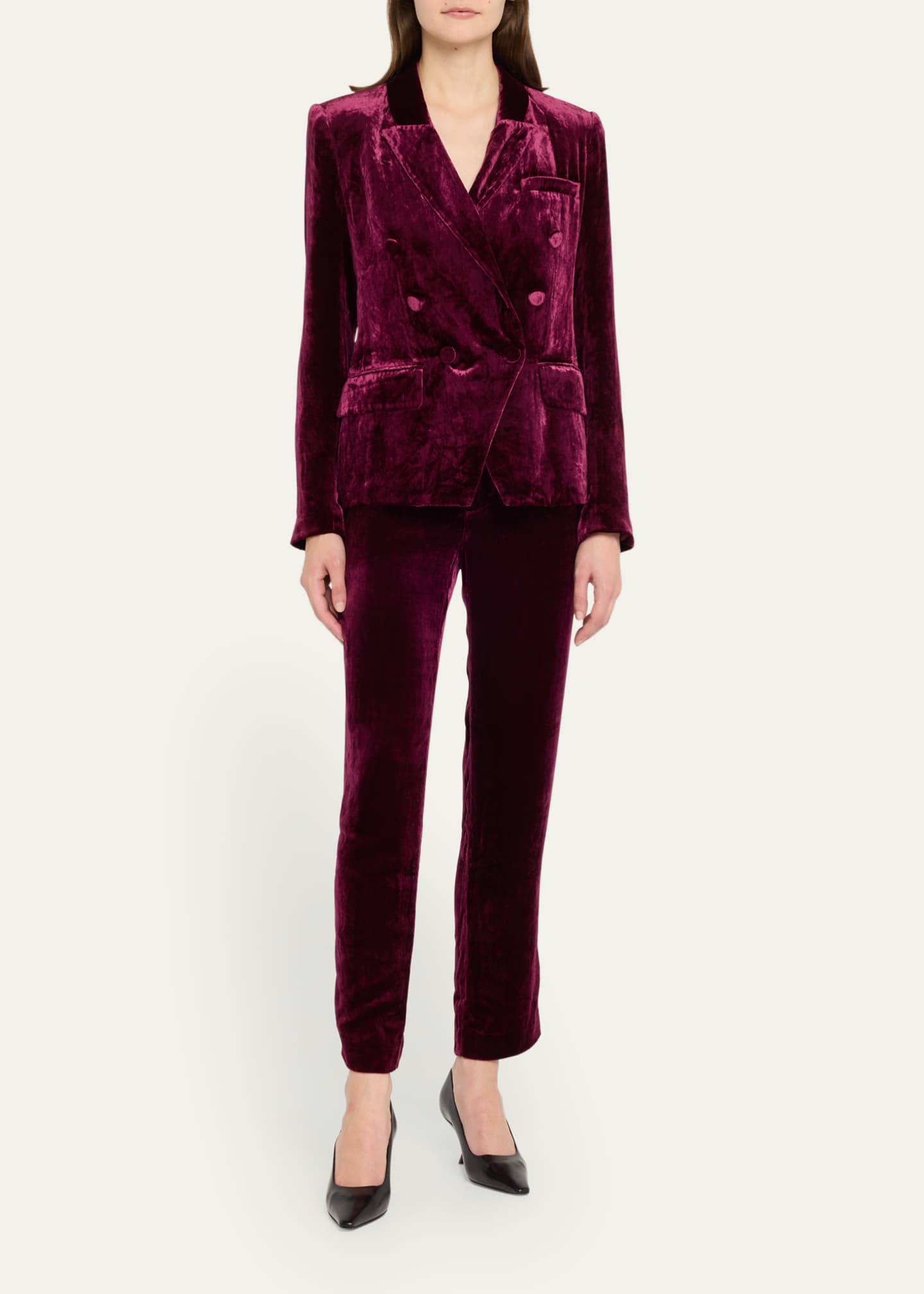 L'Agence Kenzie Double-Breasted Velvet Blazer Image 2 of 5
