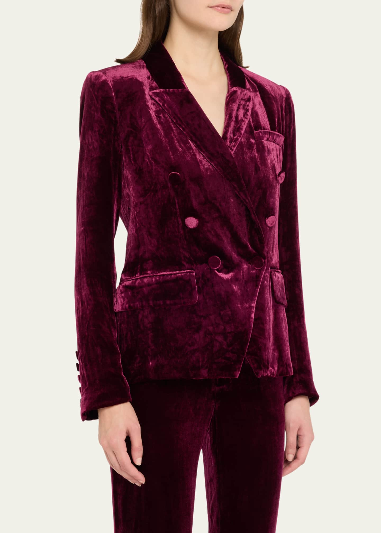 L'Agence Kenzie Double-Breasted Velvet Blazer Image 4 of 5