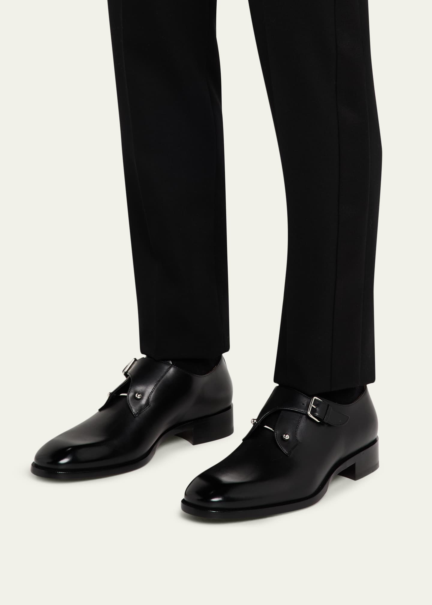 Christian Louboutin Men's Chambeli Monk-Strap Leather Loafers