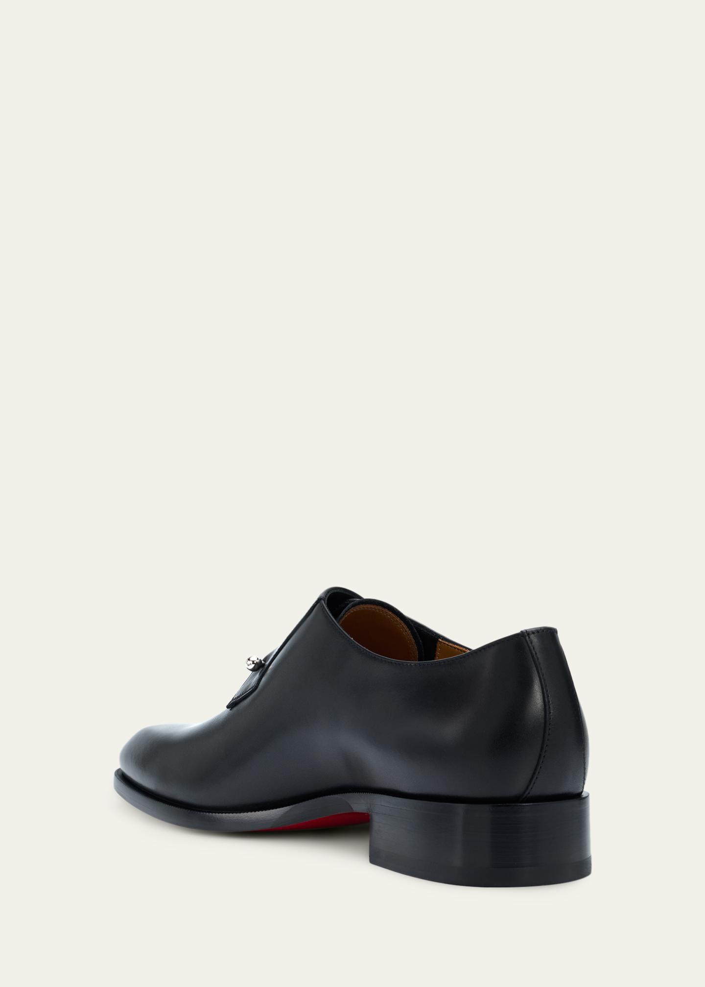 Christian Louboutin Men\'s Dark Brown Leather Slip-Ons Christian Louboutin Brown St. Louis Suede Slip-On Sneakers  main image 2