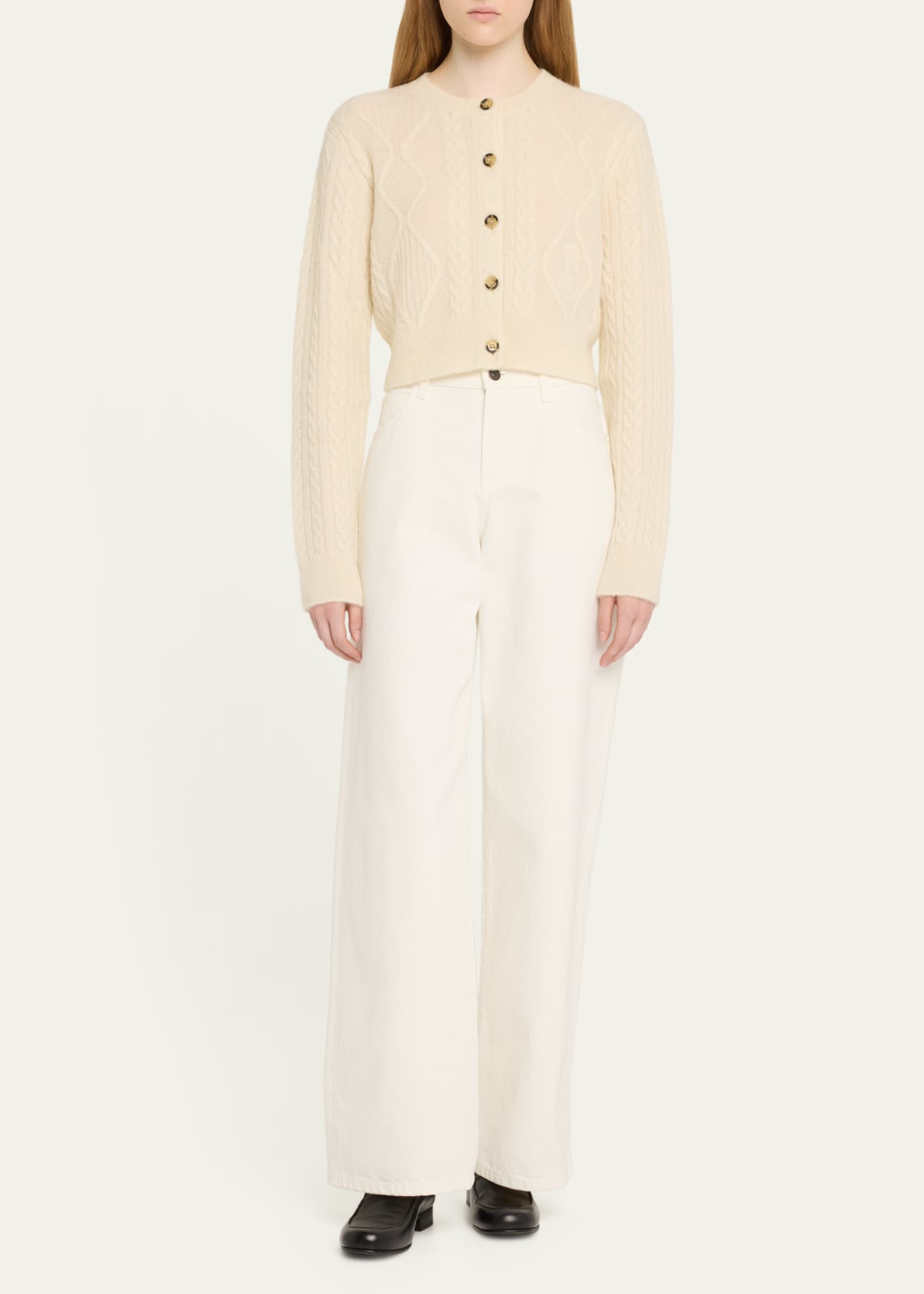 Burberry Cable Alpaca Cropped Cardigan Sweater Image 2 of 5