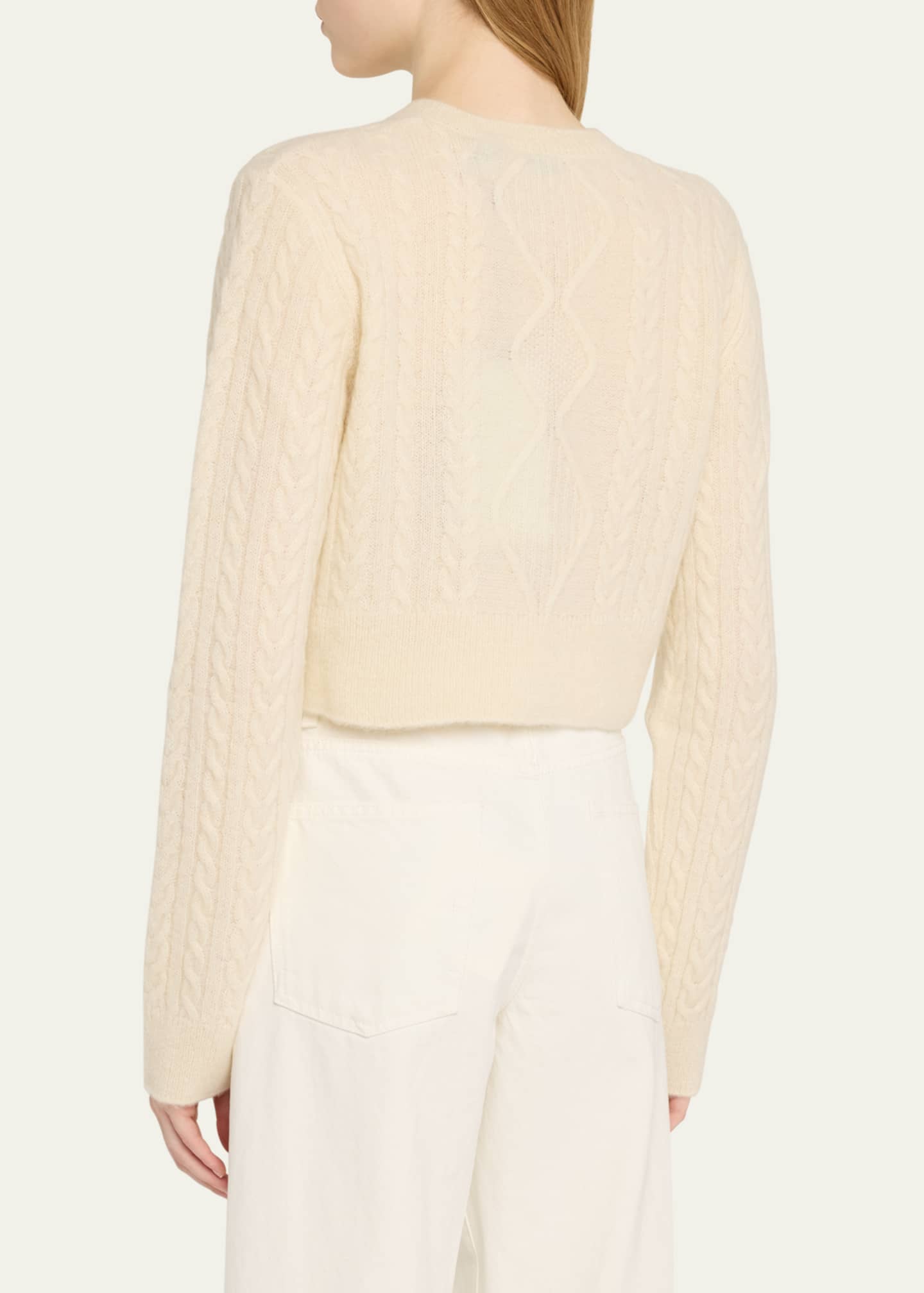 Burberry Cable Alpaca Cropped Cardigan Sweater Image 3 of 5