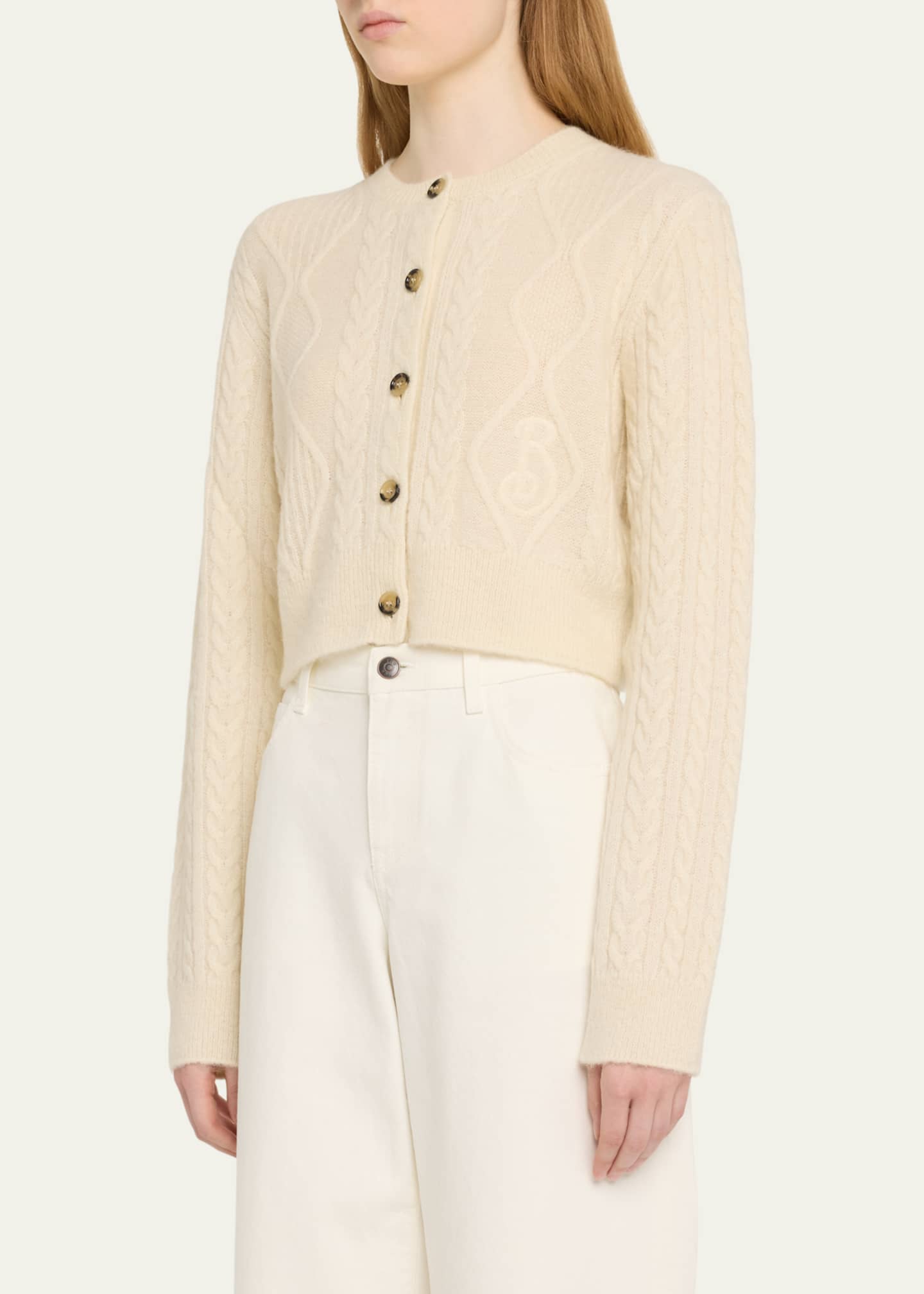 Burberry Cable Alpaca Cropped Cardigan Sweater Image 4 of 5