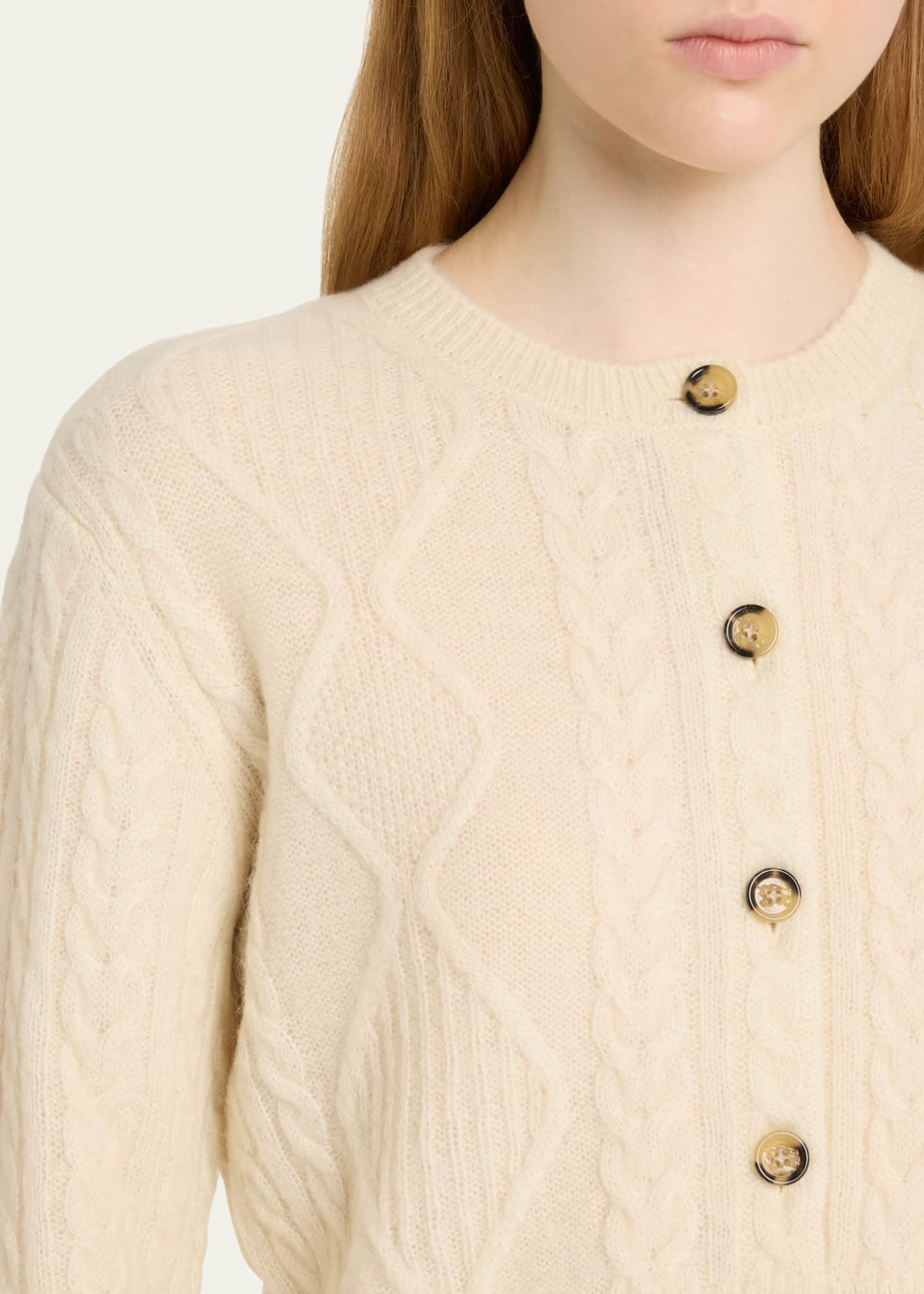 Burberry Cable Alpaca Cropped Cardigan Sweater Image 5 of 5