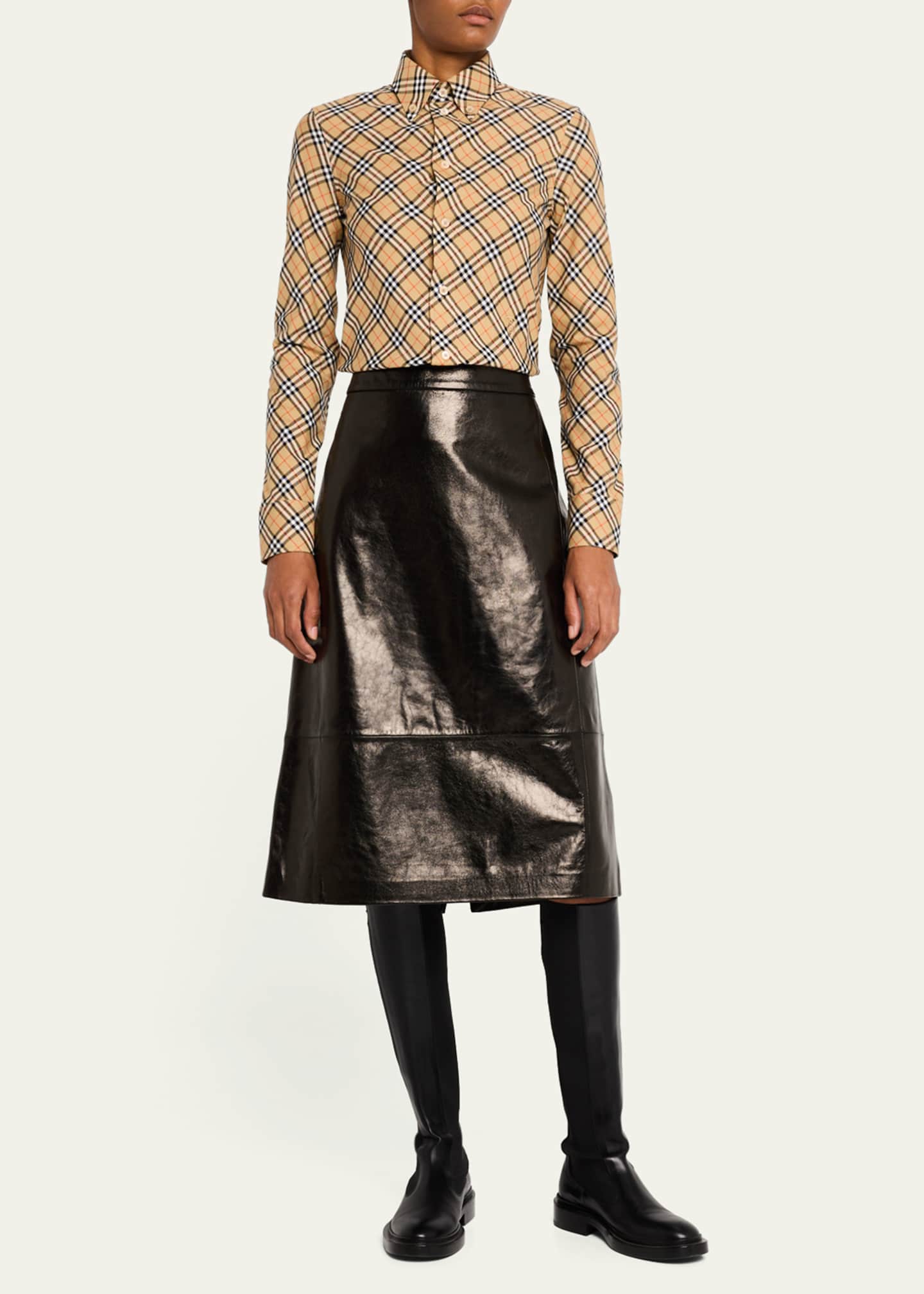 Burberry Shrunken Check Button-Down Shirt Image 2 of 5