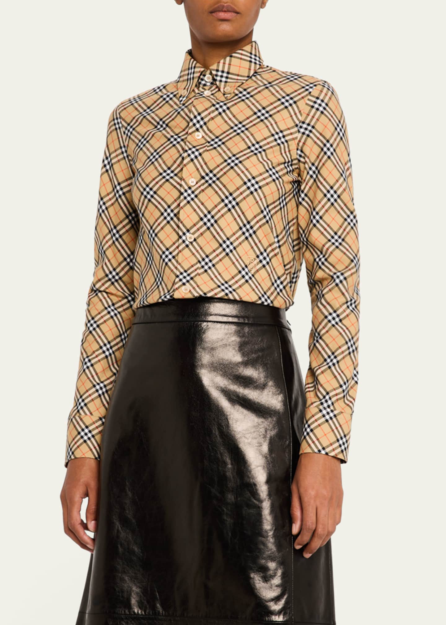 Burberry Shrunken Check Button-Down Shirt Image 4 of 5
