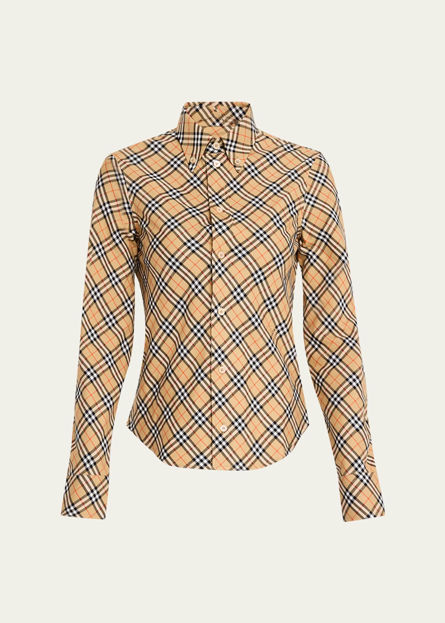 Burberry Shrunken Check Button-Down Shirt Image 1 of 5
