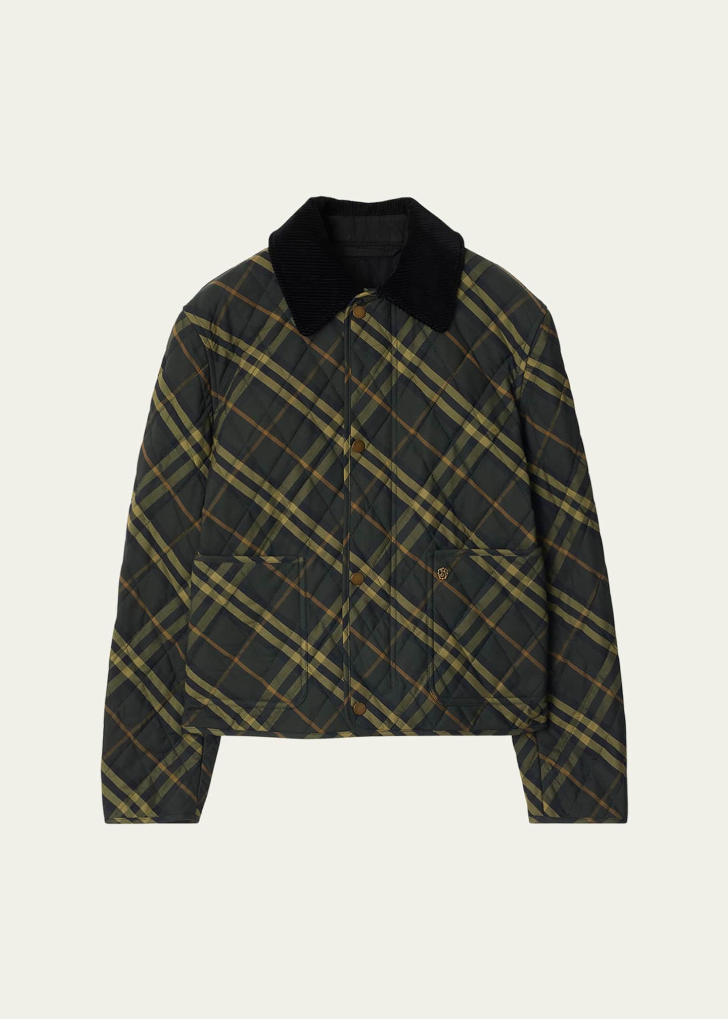 Burberry Short Check Quilted Jacket Image 1 of 4