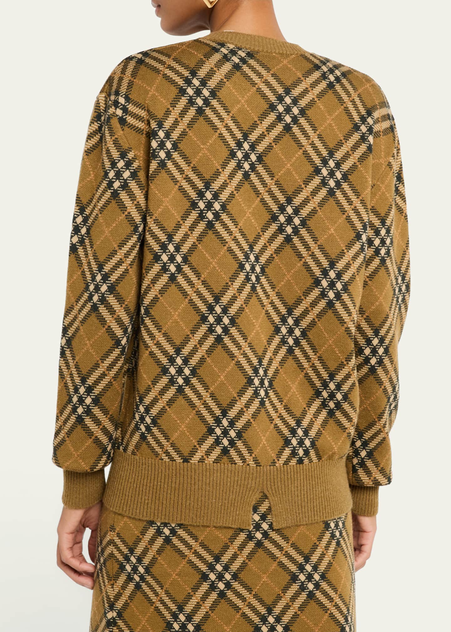 Burberry Wool Check Crewneck Sweater Image 3 of 5