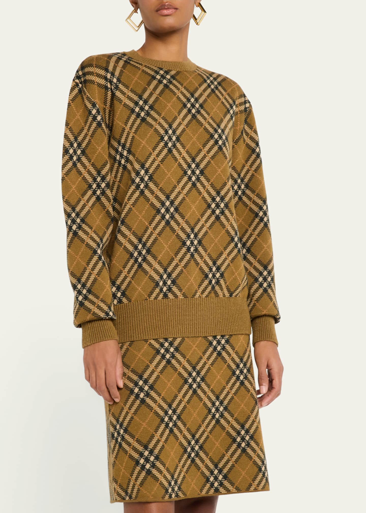 Burberry Wool Check Crewneck Sweater Image 4 of 5