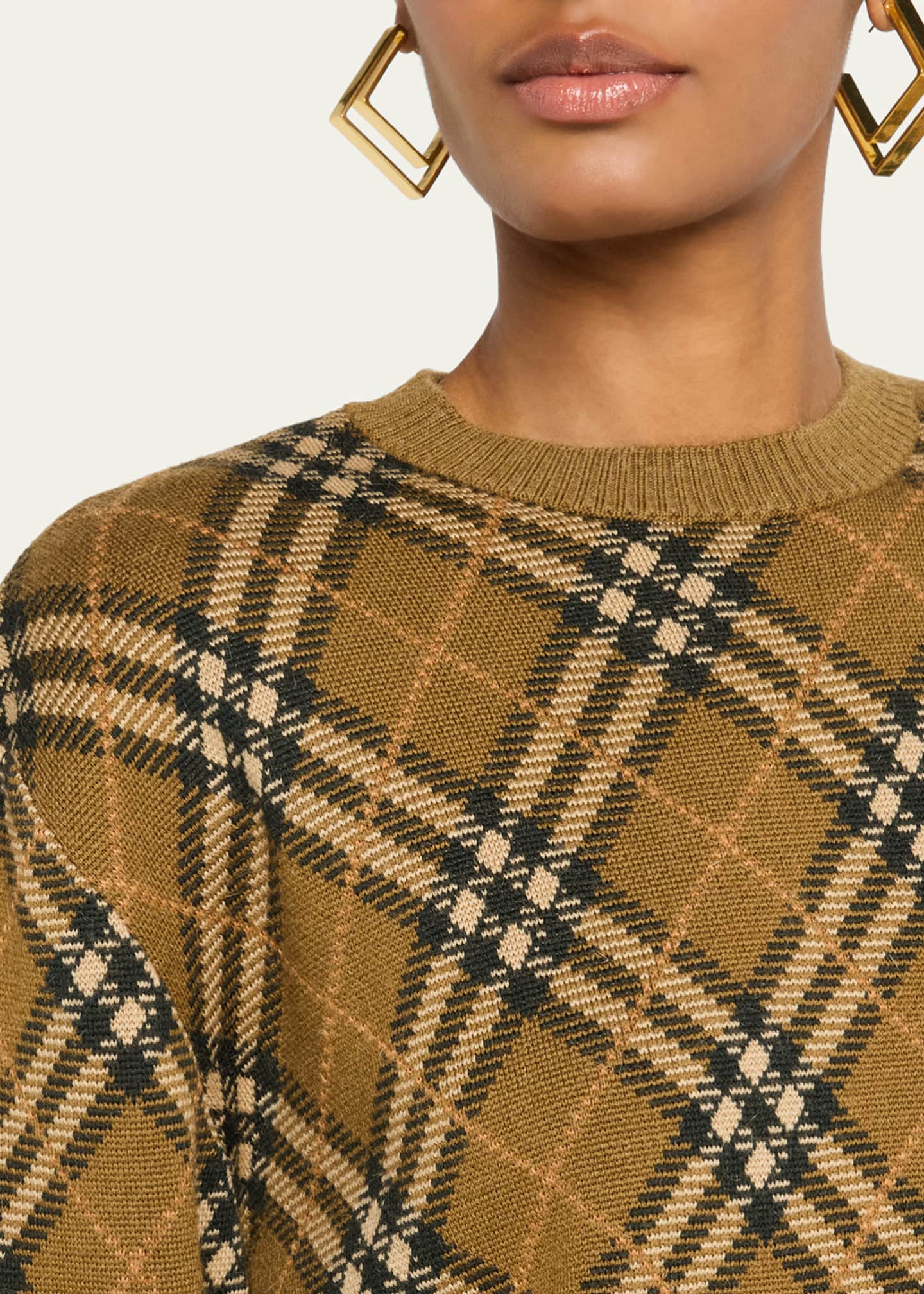 Burberry Wool Check Crewneck Sweater Image 5 of 5