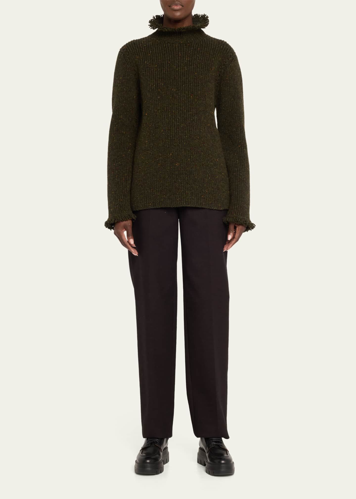 Burberry Fringe Trim 5GG Wool Turtleneck Sweater Image 2 of 5