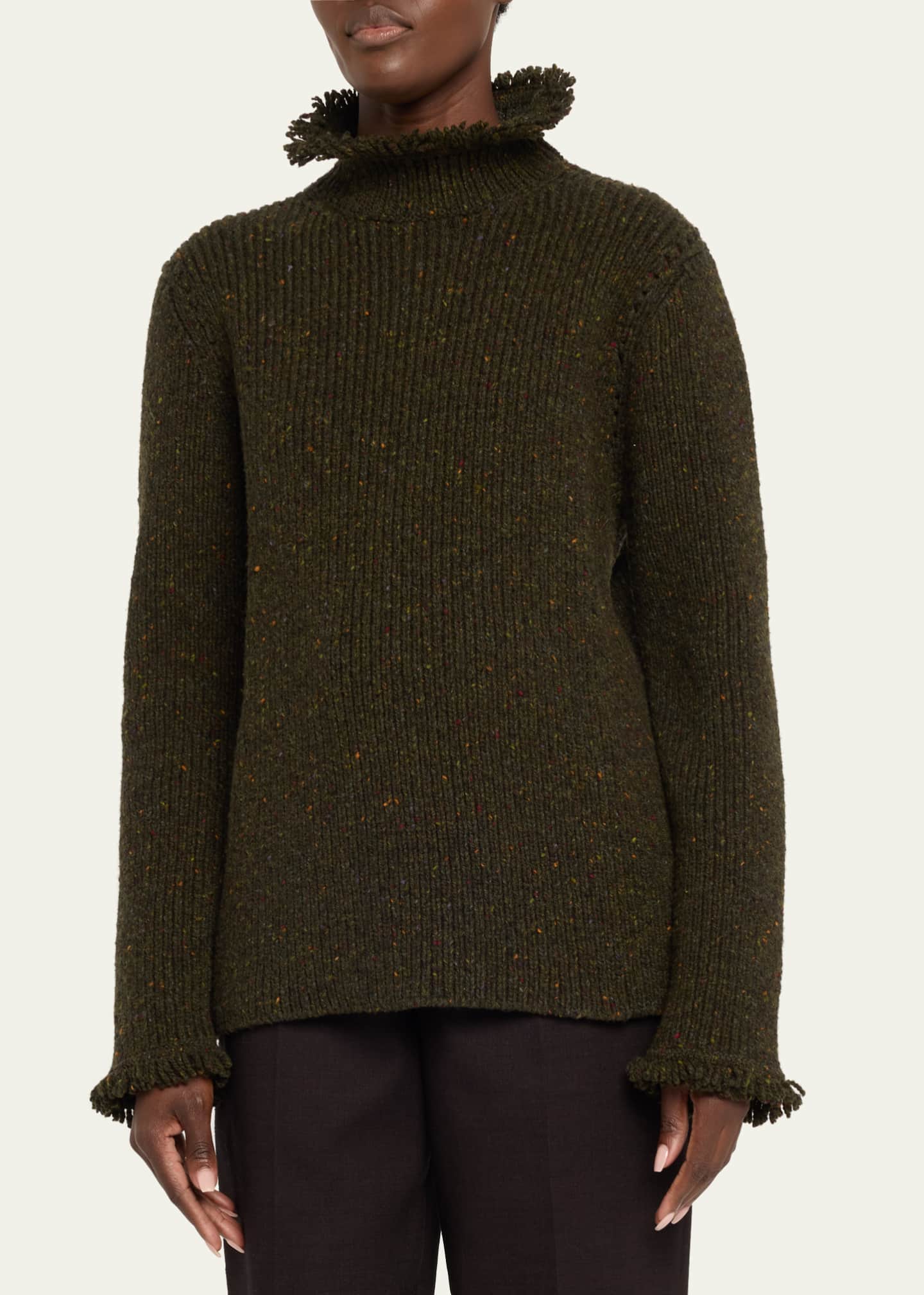 Burberry Fringe Trim 5GG Wool Turtleneck Sweater Image 4 of 5
