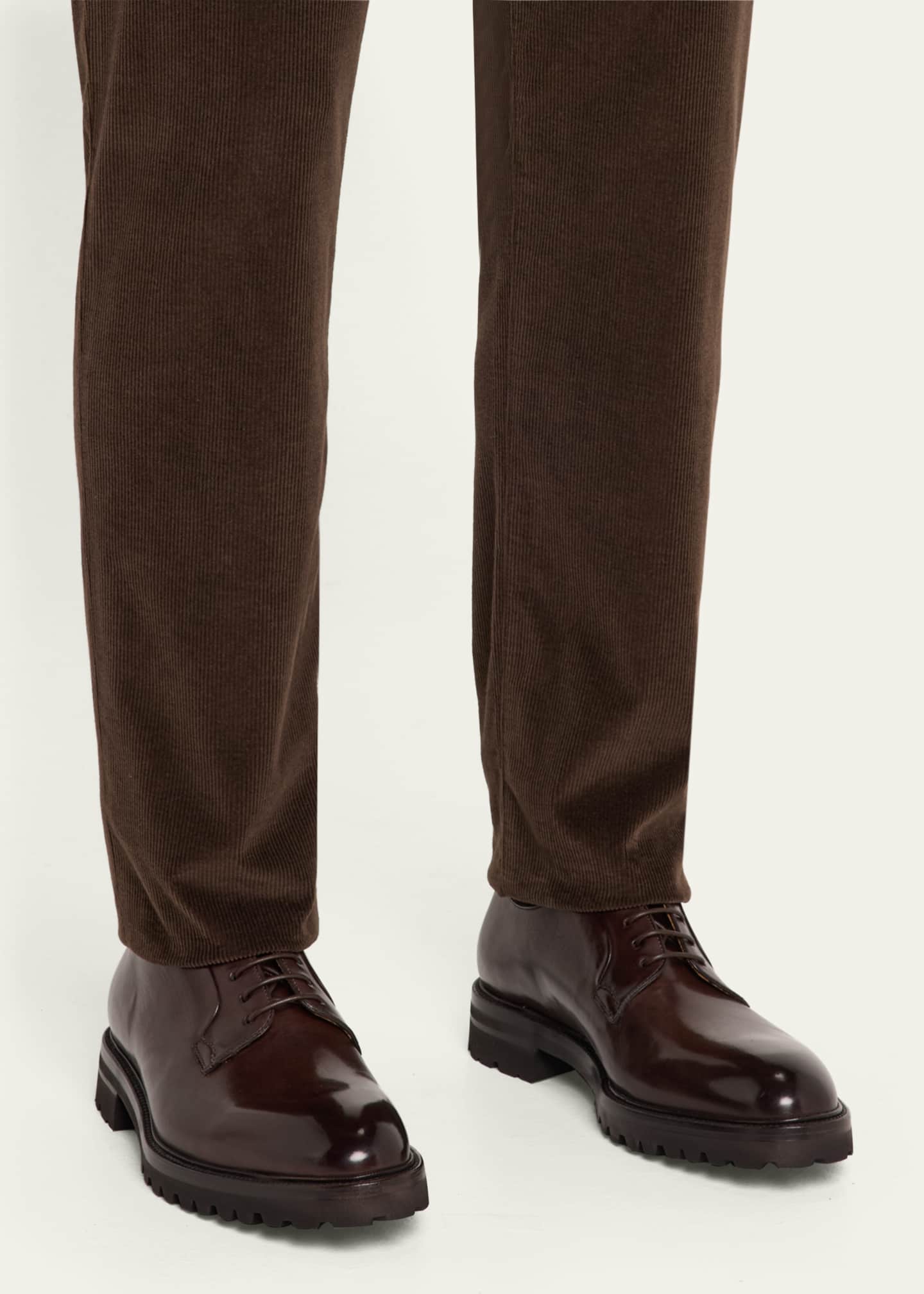 Bergdorf Goodman Men's Lug-Sole Calfskin Derby Shoes Image 2 of 6