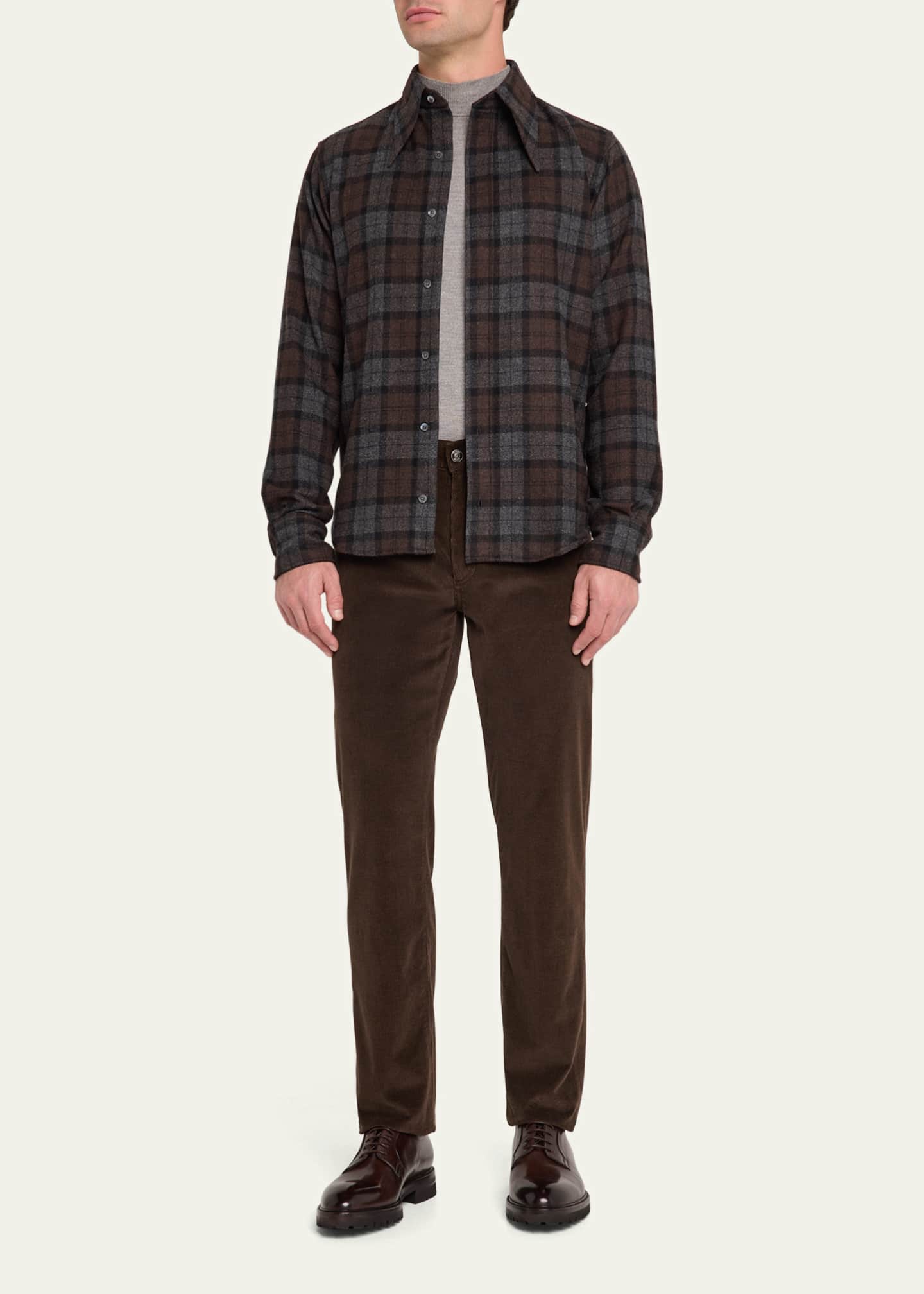 Bergdorf Goodman Men's Lug-Sole Calfskin Derby Shoes Image 3 of 6