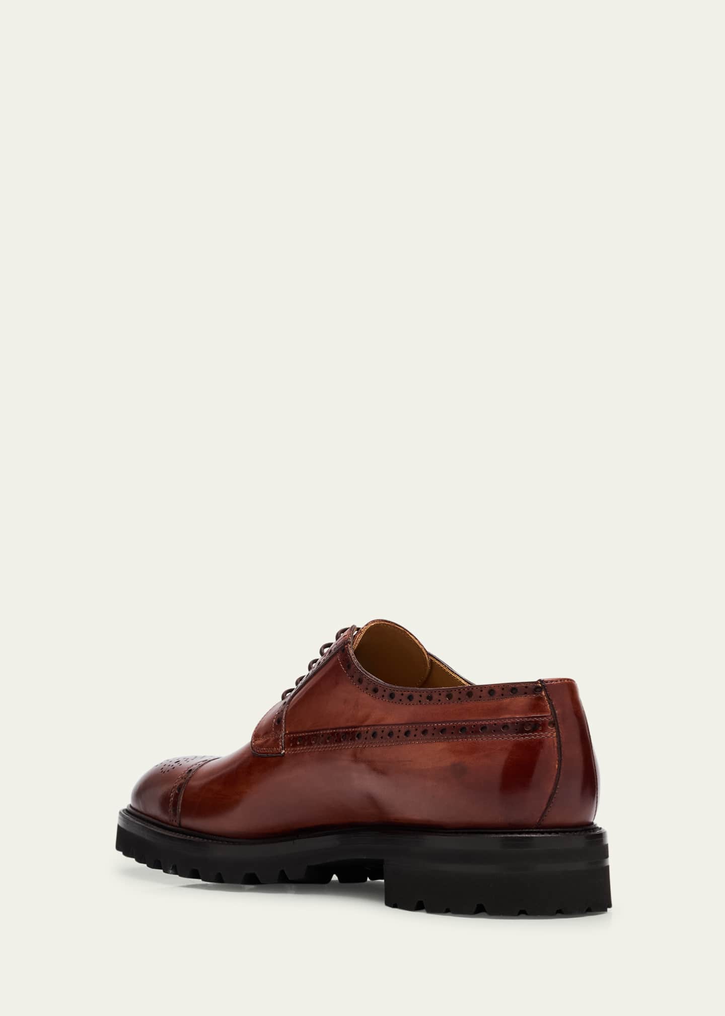 Bergdorf Goodman Men's Brogue Leather Lug-Sole Derby Shoes Image 4 of 6