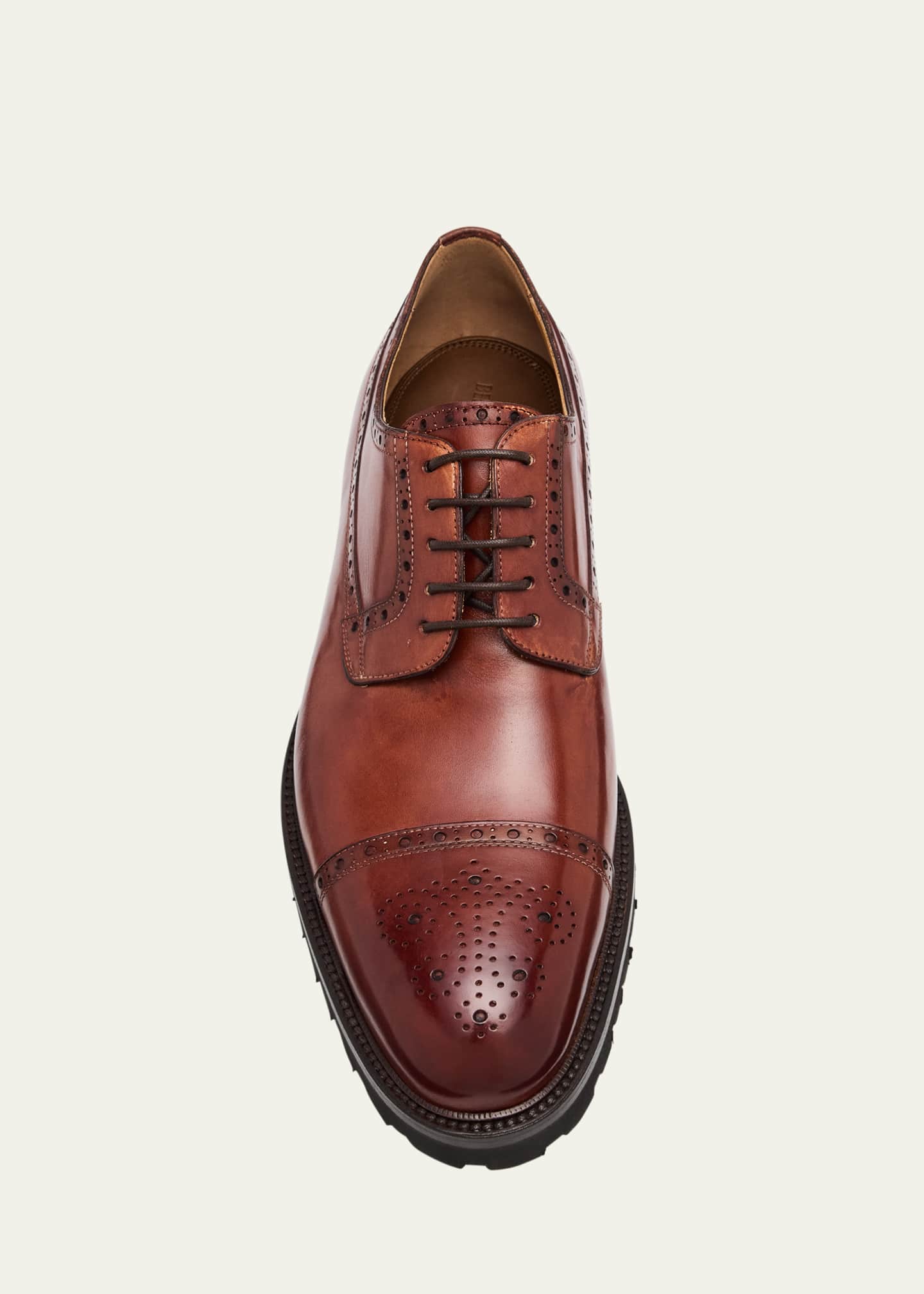 Bergdorf Goodman Men's Brogue Leather Lug-Sole Derby Shoes Image 6 of 6