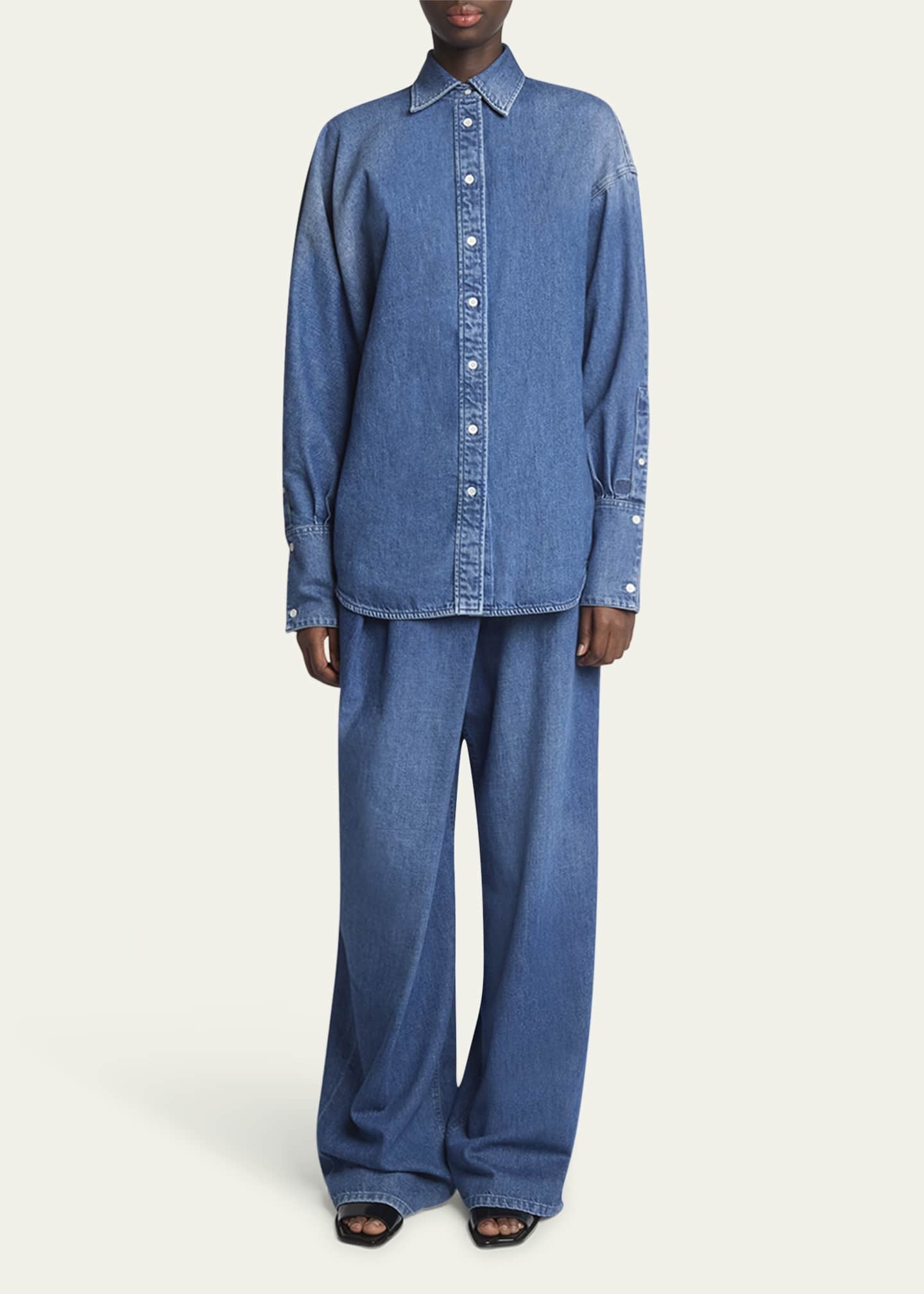 Loewe Denim Button-Front Shirt with Mother of Pearl Buttons Image 2 of 5
