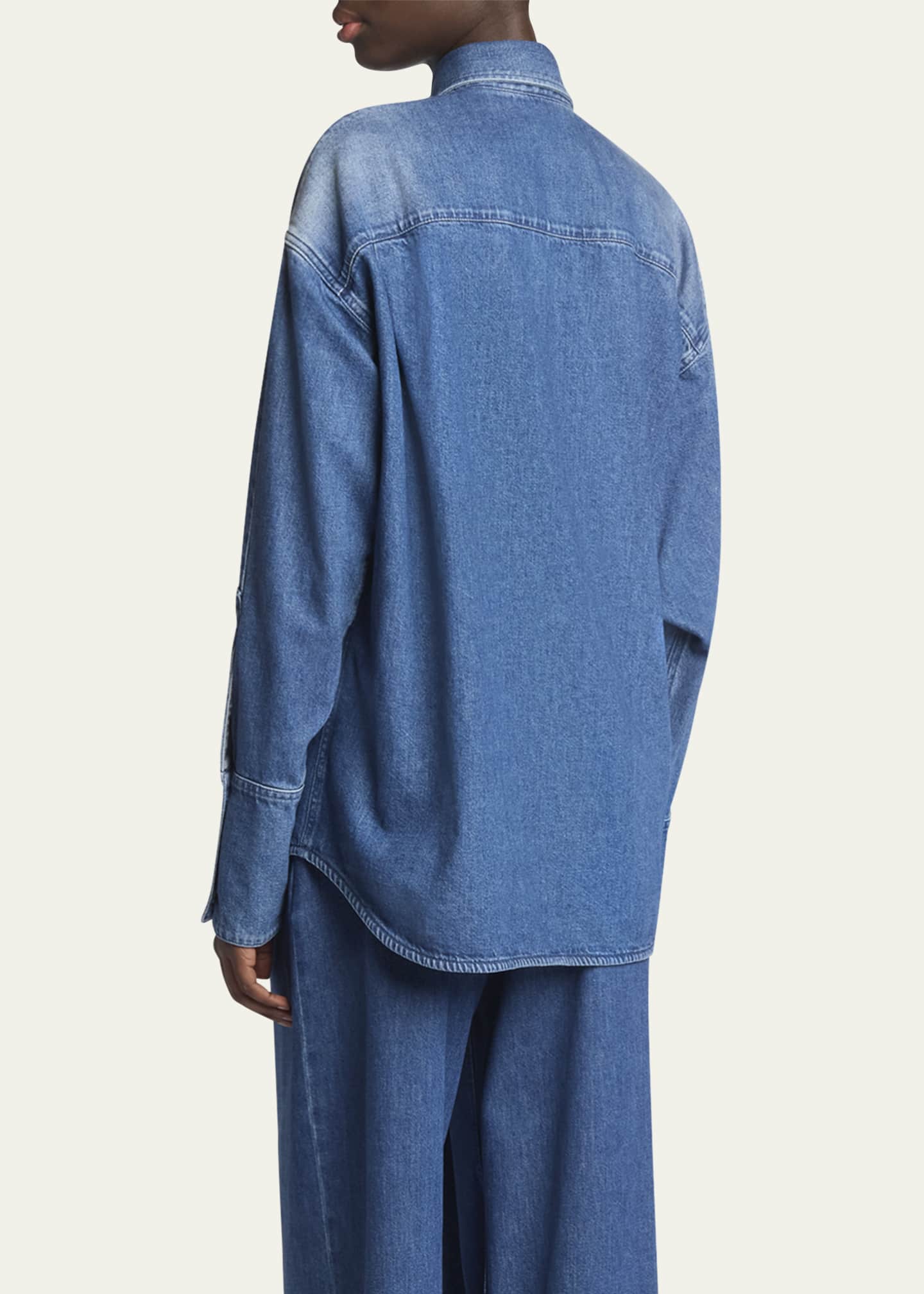 Loewe Denim Button-Front Shirt with Mother of Pearl Buttons Image 3 of 5