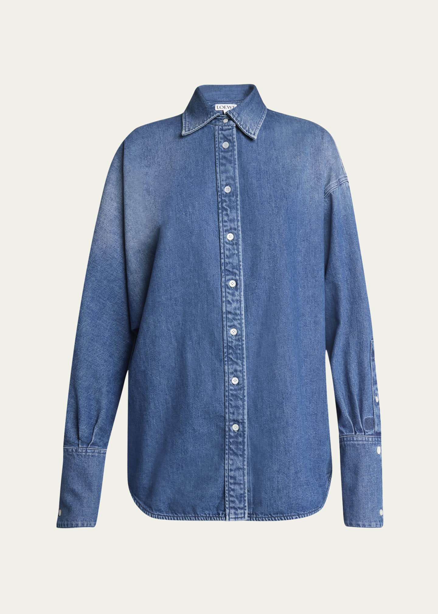 Loewe Denim Button-Front Shirt with Mother of Pearl Buttons Image 1 of 5