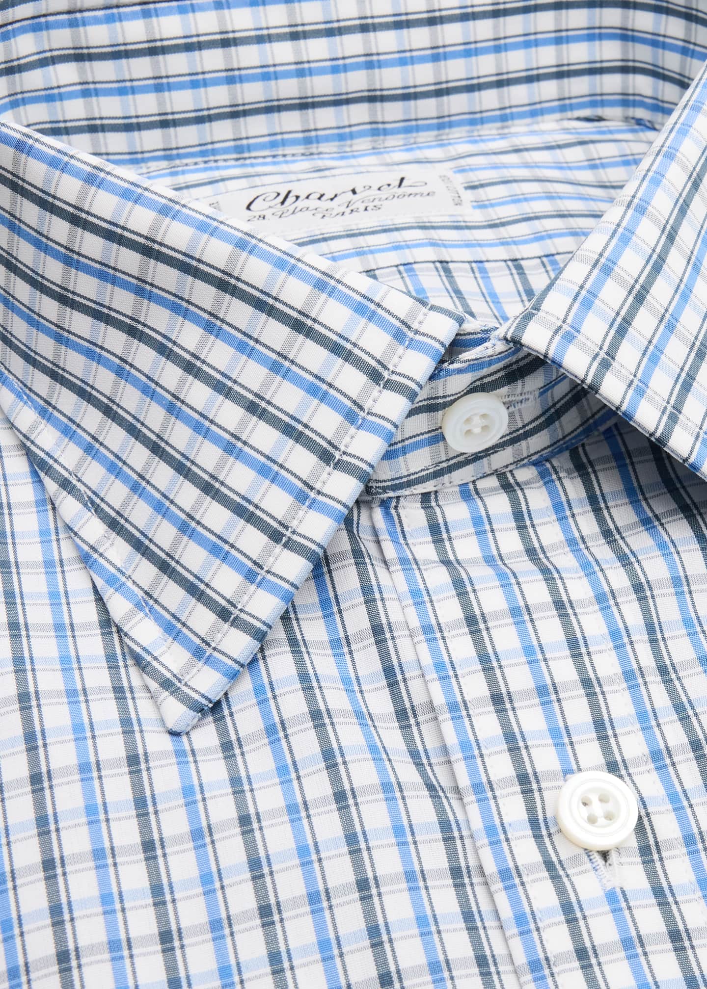 Charvet Men's Cotton Multi-Check Dress Shirt Image 2 of 2