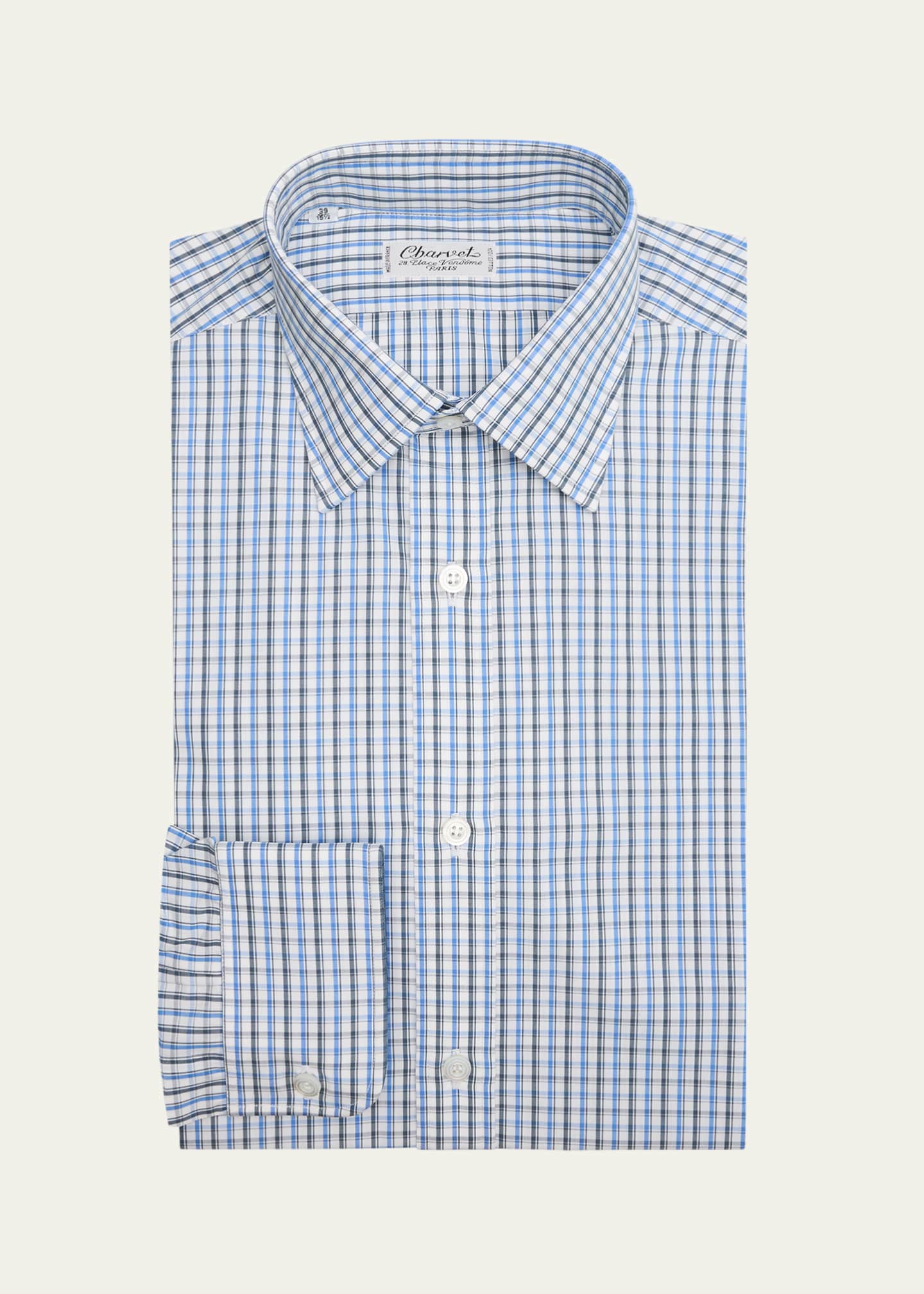 Charvet Men's Cotton Multi-Check Dress Shirt Image 1 of 2