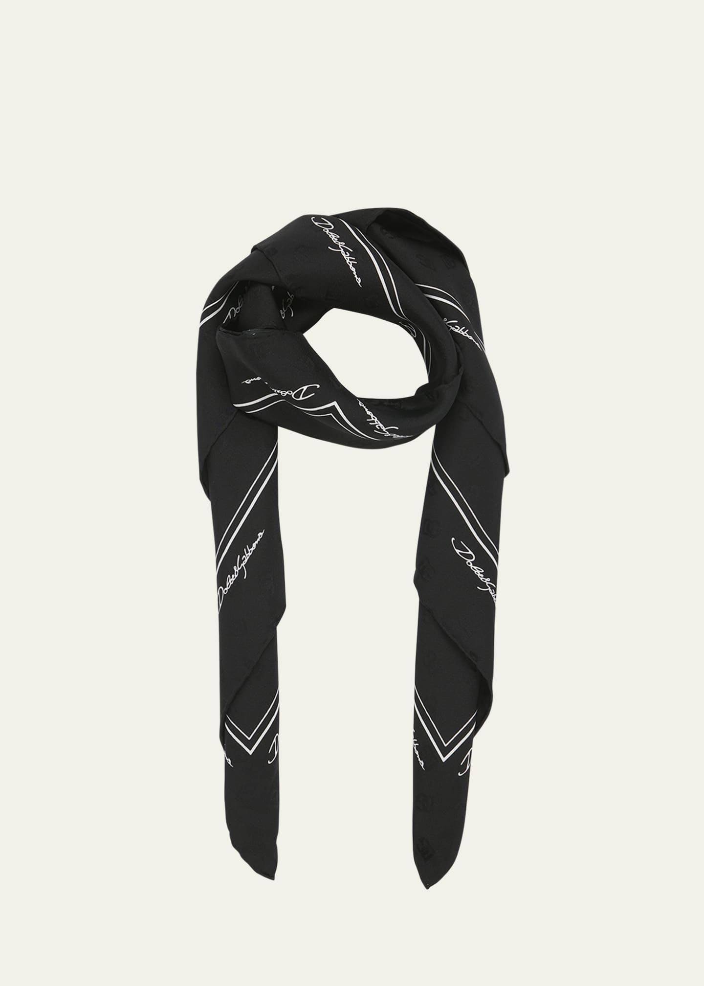 Dolce&Gabbana DG Monogram Jacquard Silk Twill Scarf Image 1 of 4