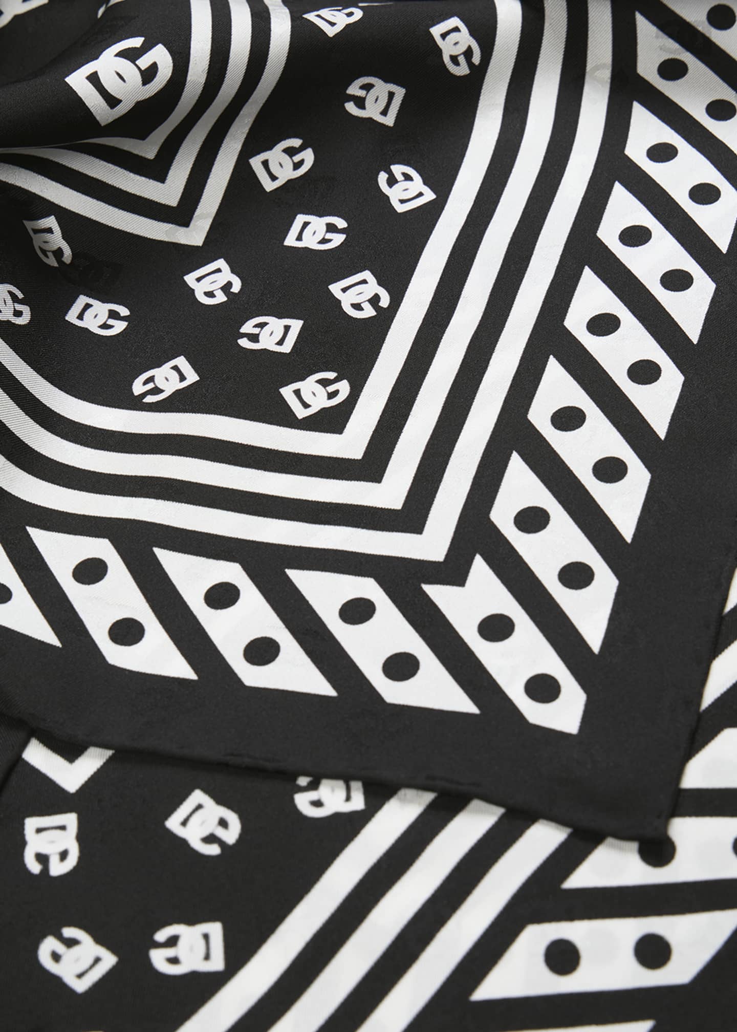 Dolce&Gabbana All-Over DG Polka-Dot Silk Square Scarf Image 3 of 3