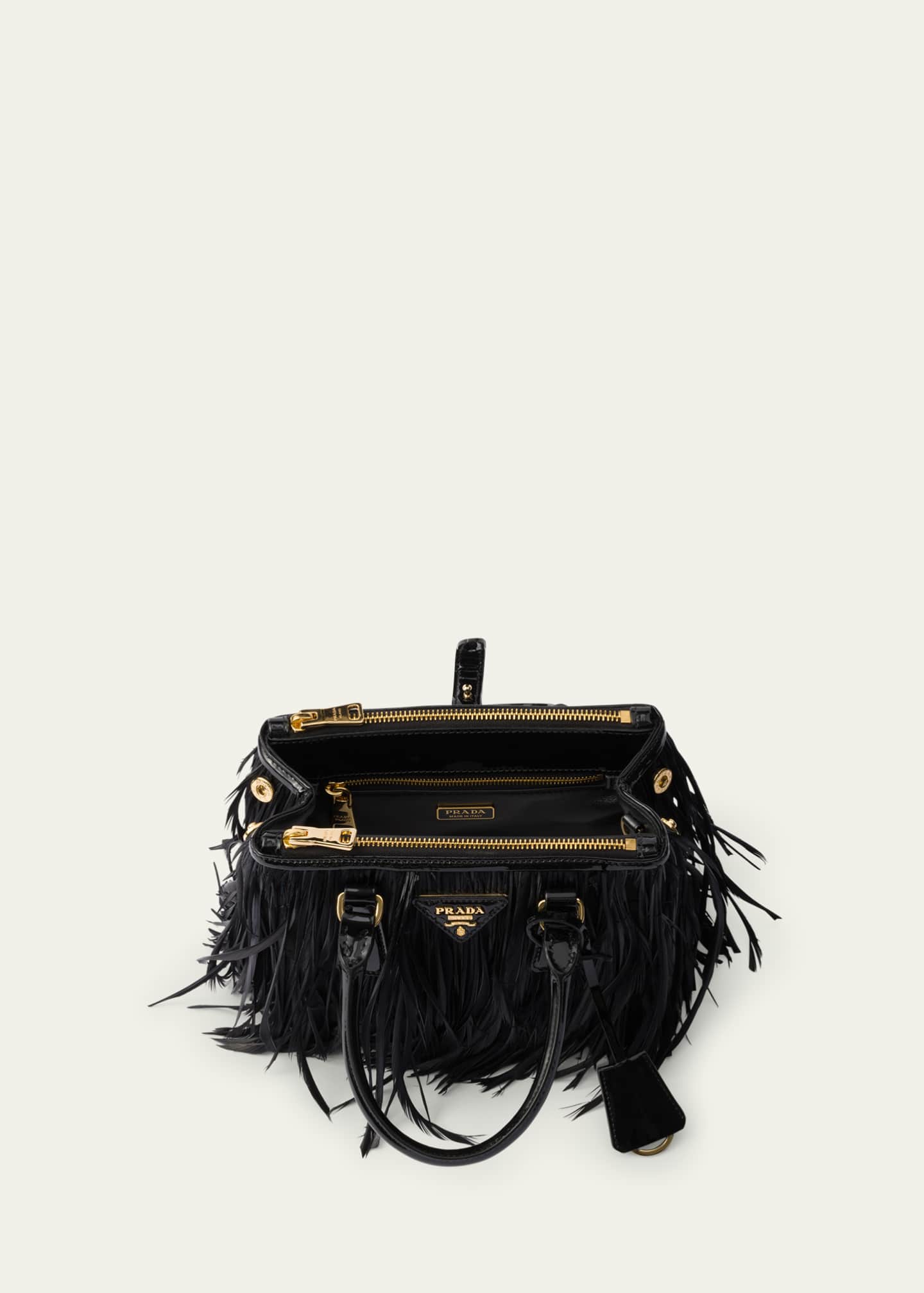 Prada Galleria Feather Leather Top-Handle Bag Image 4 of 5